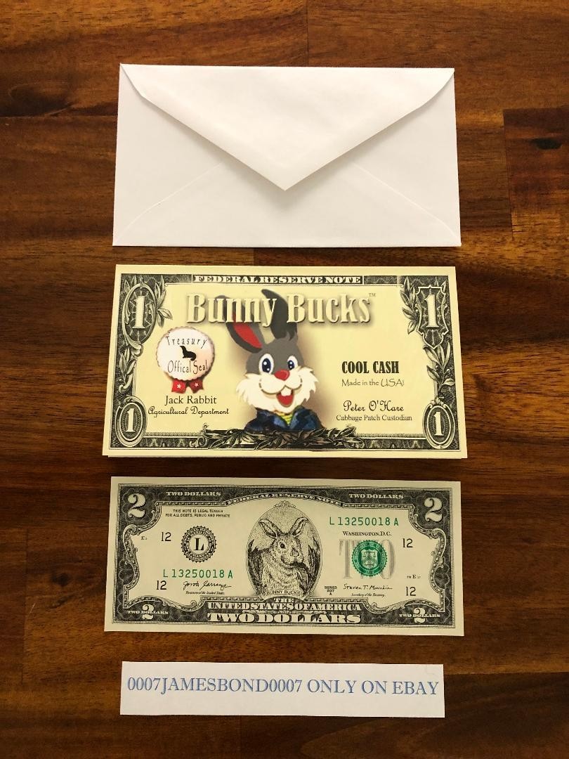 EASTER BUNNY BUCKS $2 DOLLAR BILL NEW COOL CASH RED EAR BUNNY NEW FOR 2026.