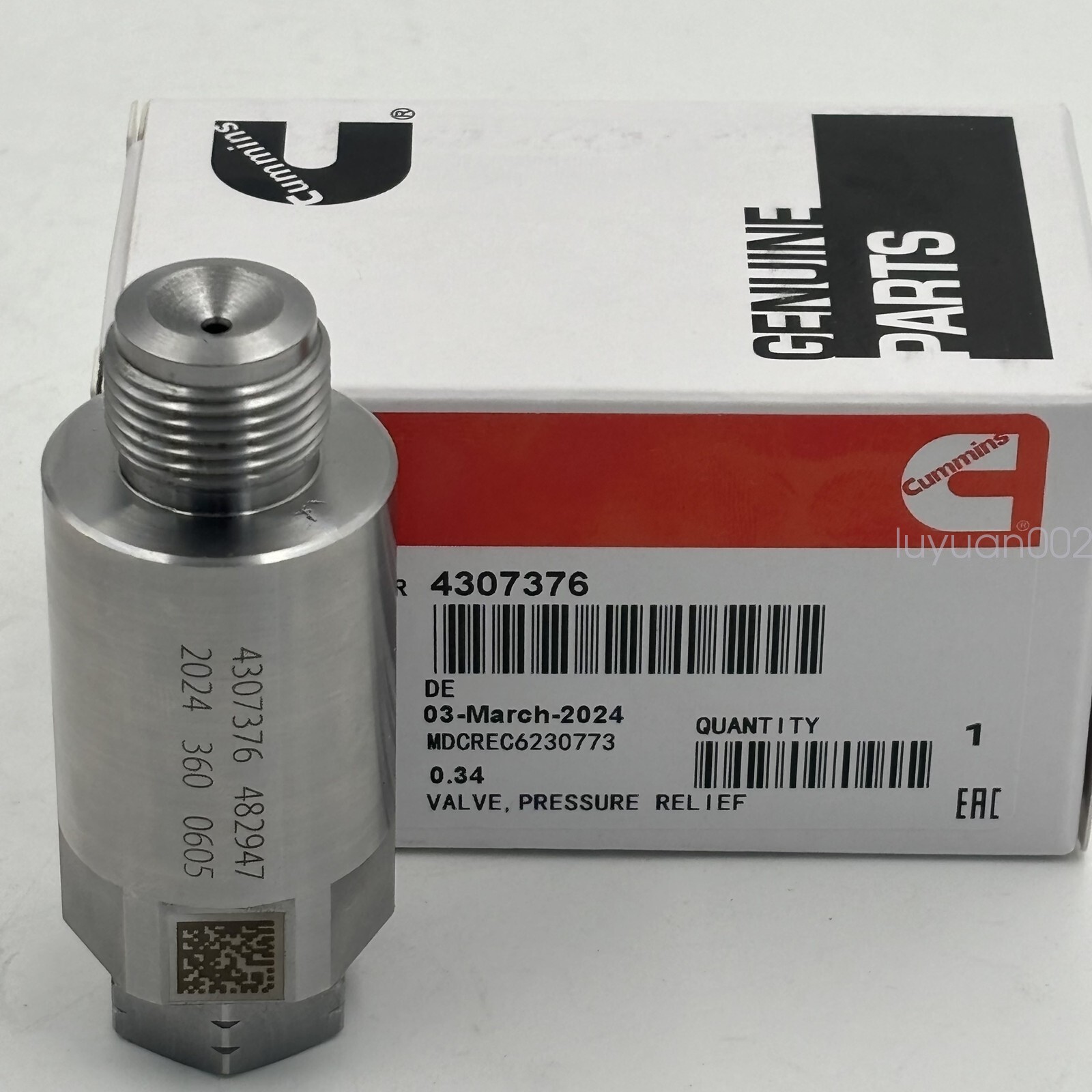 1X NEW 4307376 Pressure Relief Valve Genuine Cummins Free Shipping