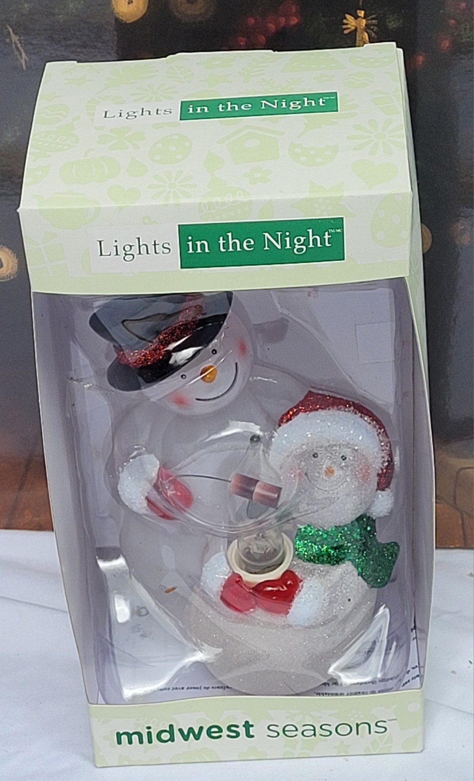Seasons of Cannon Falls Christmas Snowman Night Light Toasting Marshmallows New