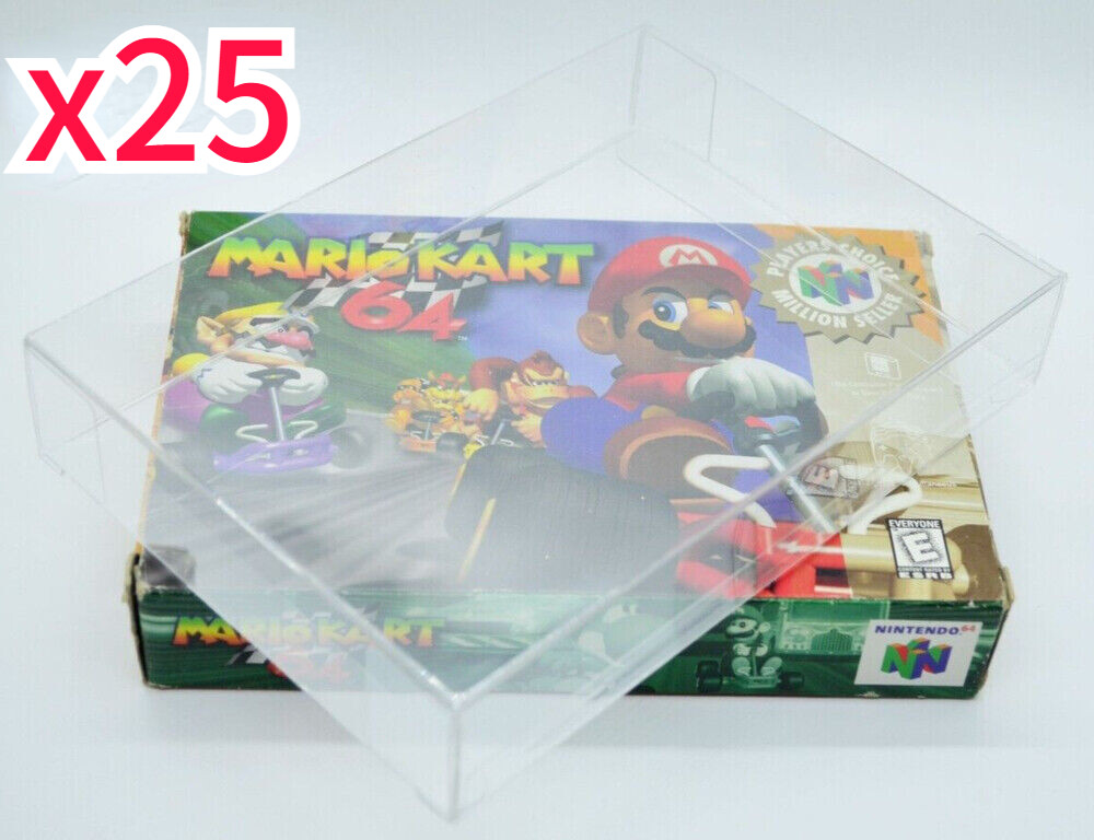 25 Plastic Clear Game Protectors Cases Sleeves Display Boxes For Nintendo 64 N64
