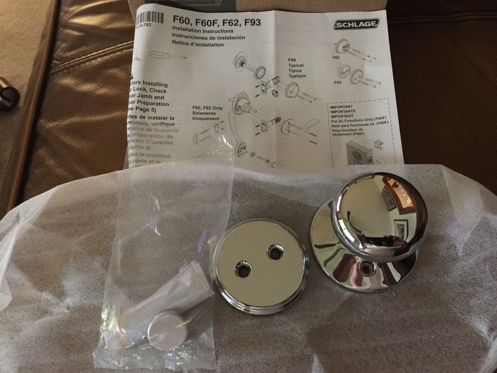 SCHLAGE F94PLY625 Plymouth Knob Dummy Interior Trim