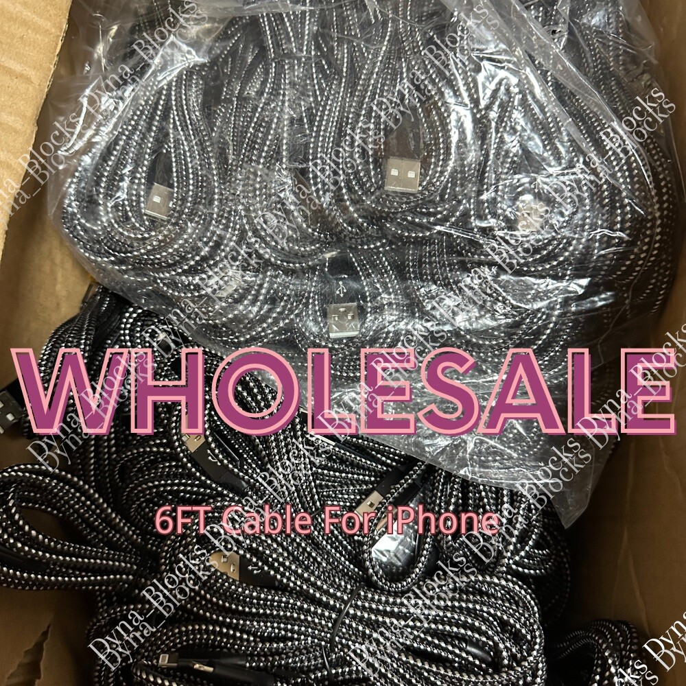 Fast Charger USB Cable Heavy Duty 6FT For iPhone 14 13 8 Charging Cord WHOLESALE