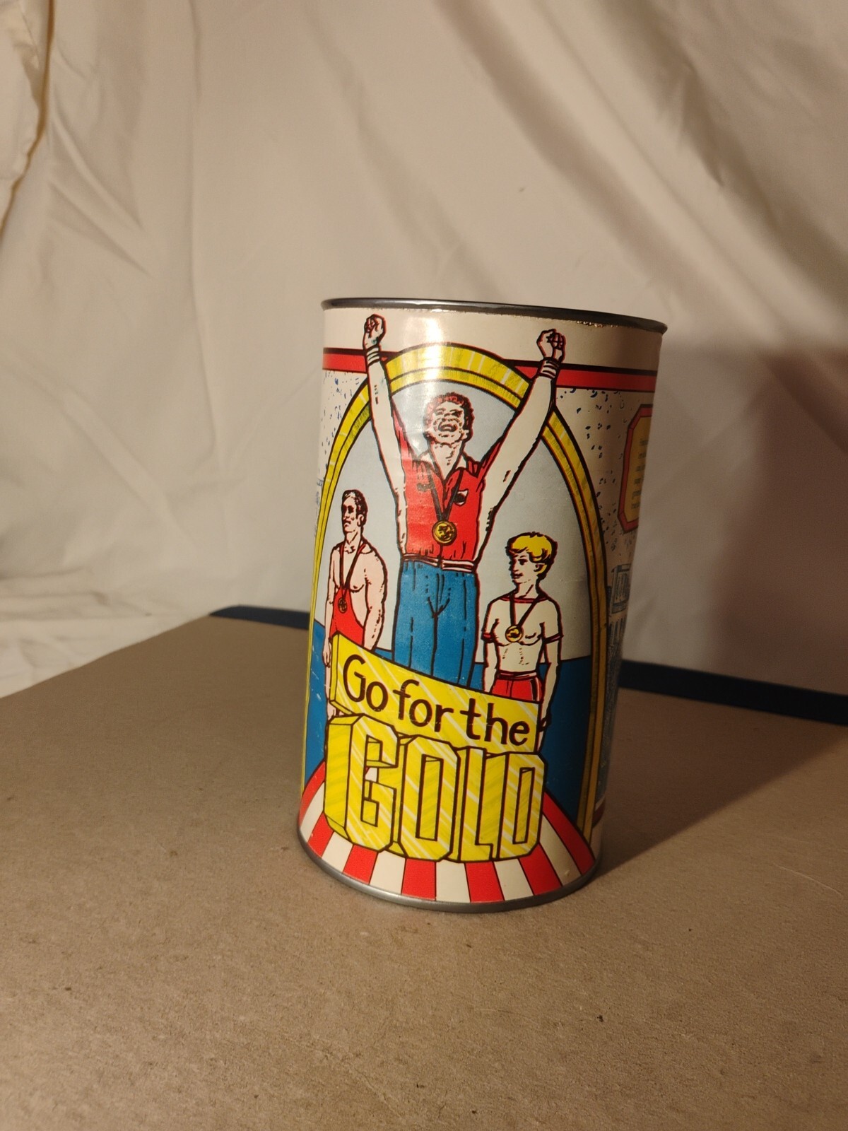 🔥1970s Vintage Olympic Canister Go For The Gold Very Rare Olympics Can Tin