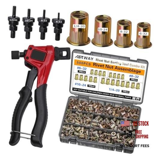 Imperial Rivet Nut Tool Kit, 500pcs Metric Pressure SAE Carbon Steel 500PCS