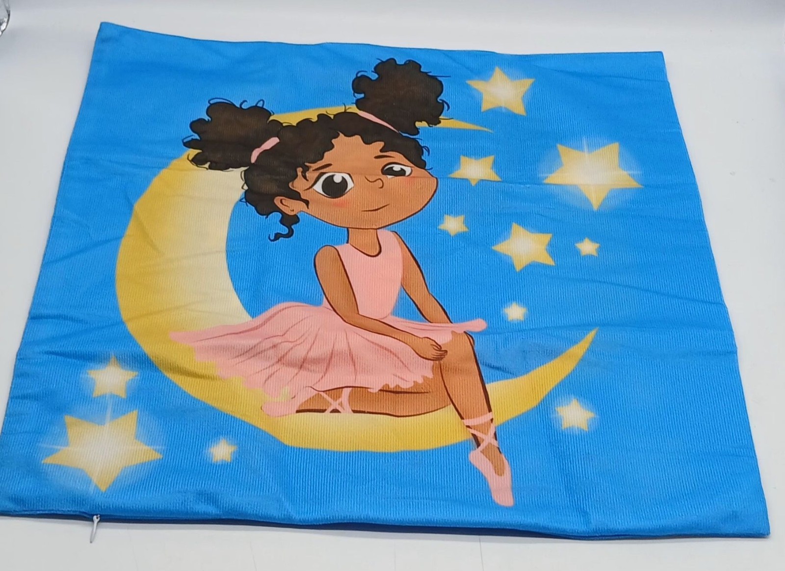 632 - Large 17" x 17"  Ballerina on a Half Moon Square Zippered Pillowcase