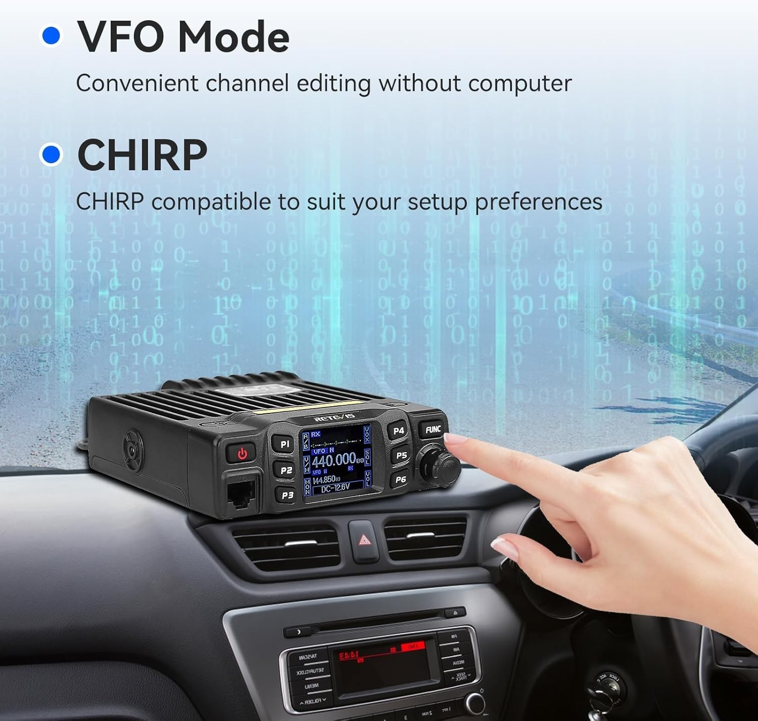 Dual Band Mobile Radio, Long Range Ham Radio with Antenna, 180 Degree Rotatab...