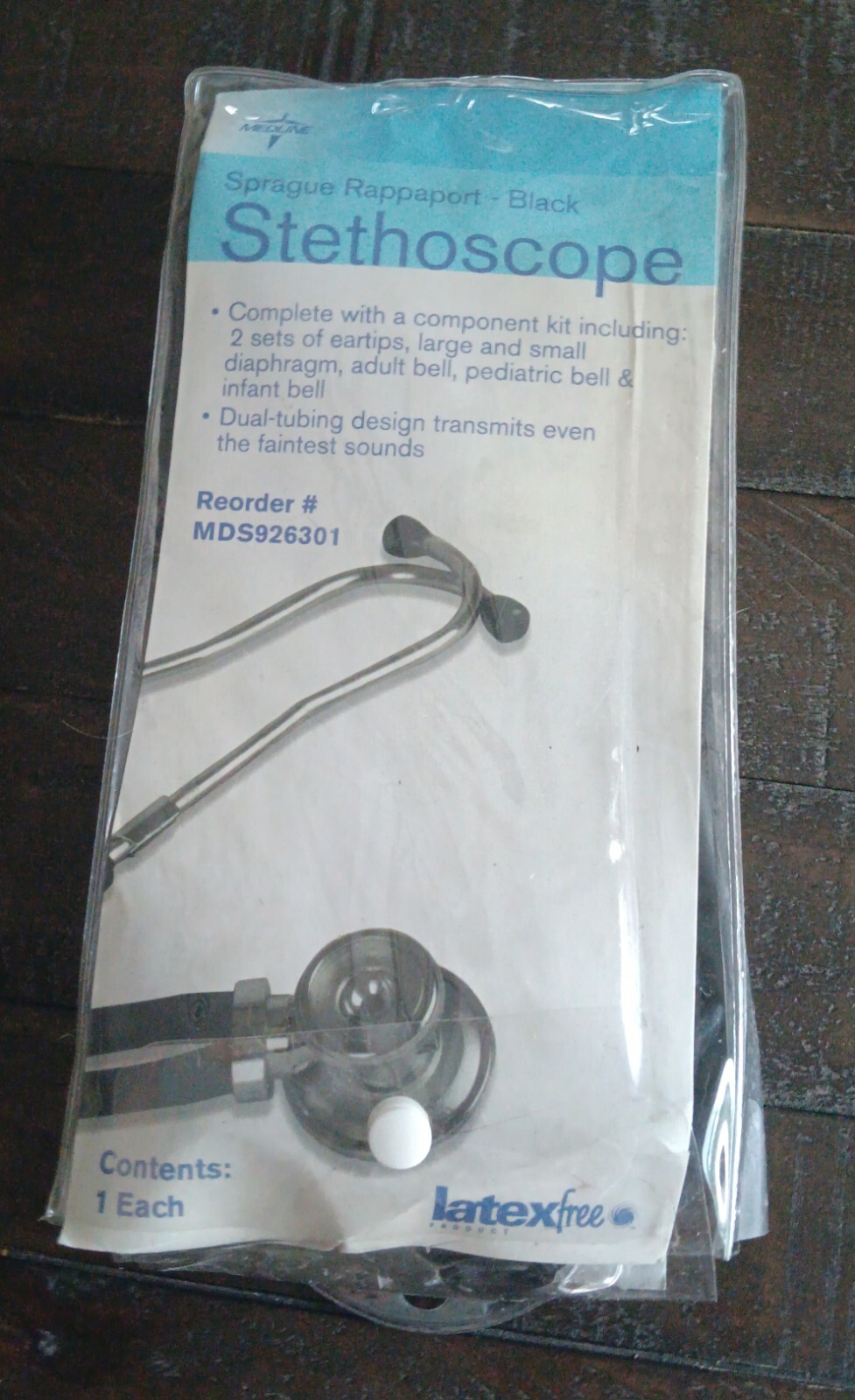 Sprague Rappaport Medical Stethoscope Black Dual Head Adult Pediatric MDD926301