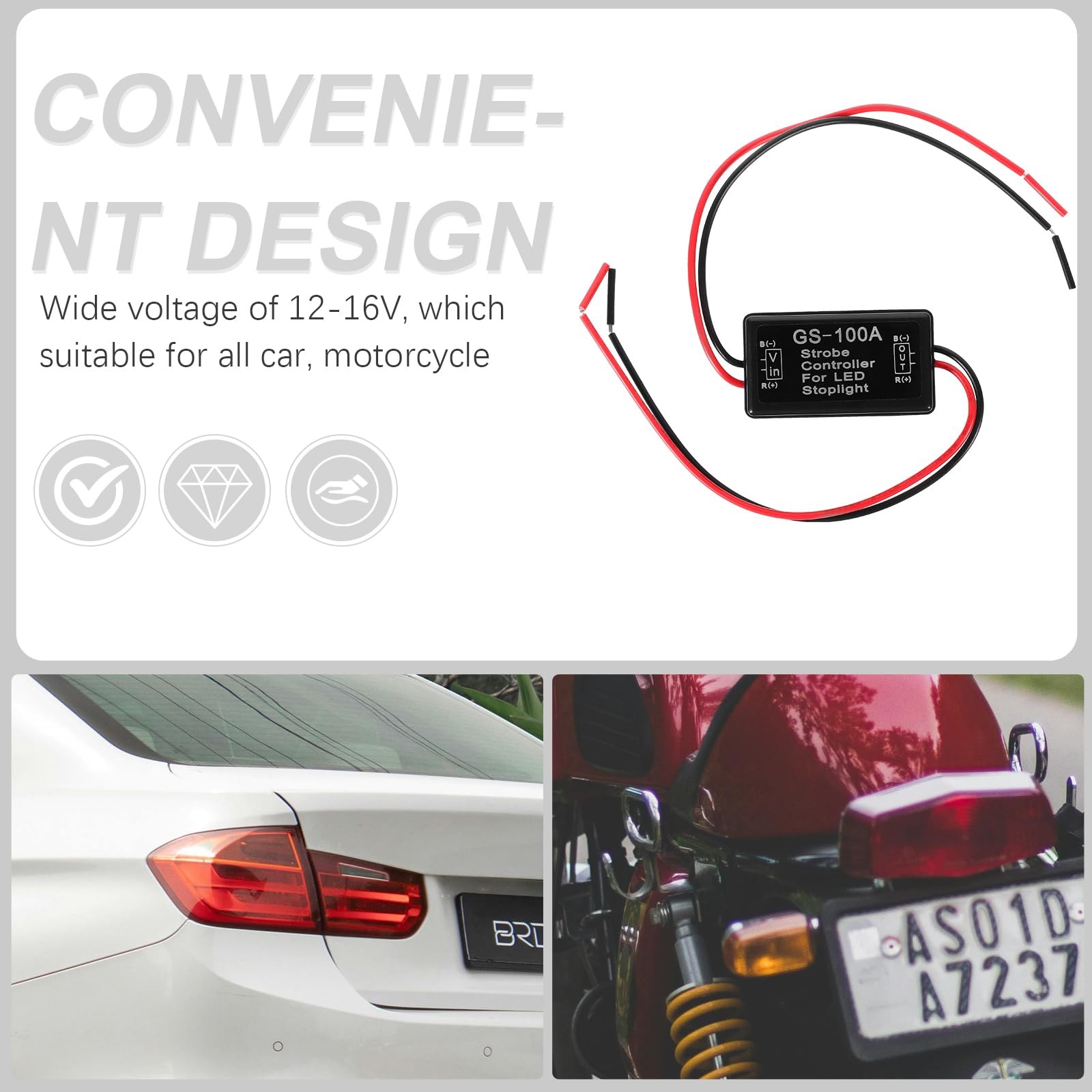 2pcs Flash Strobe Controller Car Flasher Module for Brake Light Tail Stop Light