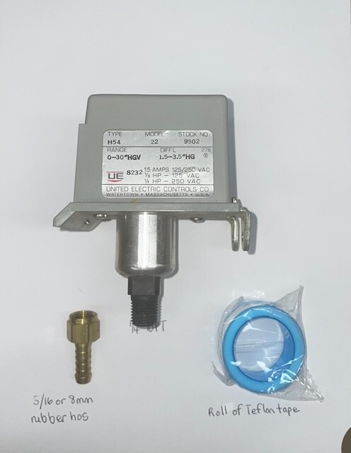 United Electric H54-22 9502 Vacuum Pressure Switch; FREE SAME DAY SHIPPING!