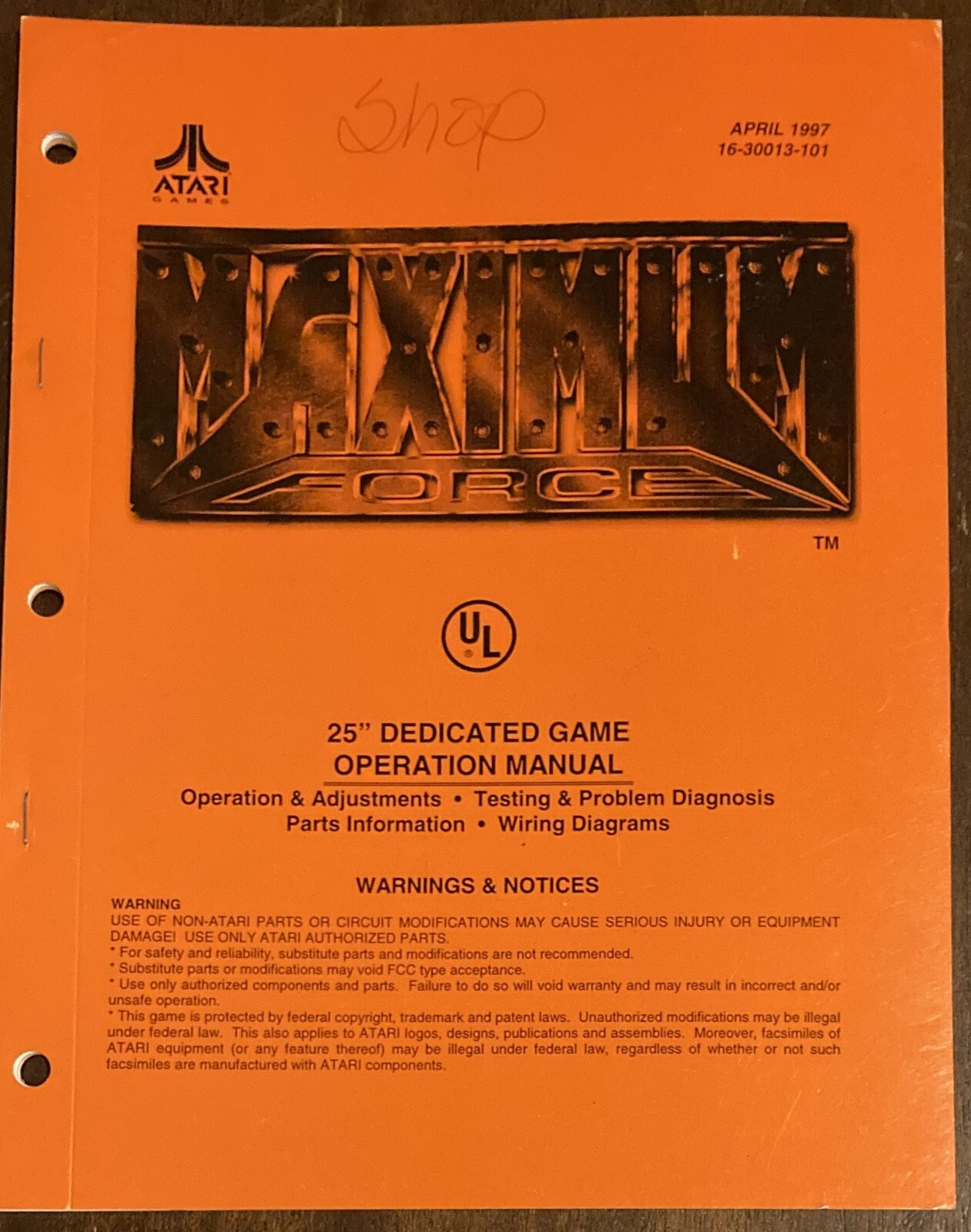 Maximum Force Arcade Game Manual