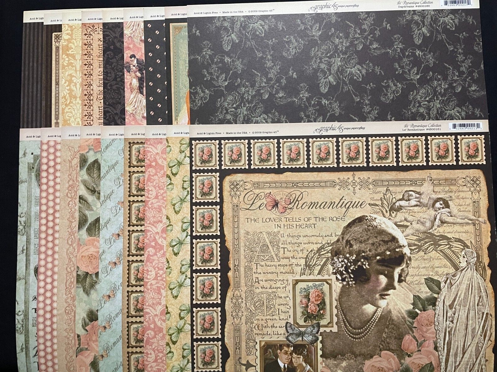 GRAPHIC 45 "LA ROMANTIQUE" COLLECTION 12X12 DS HEAVY PAPER AND FRAMES