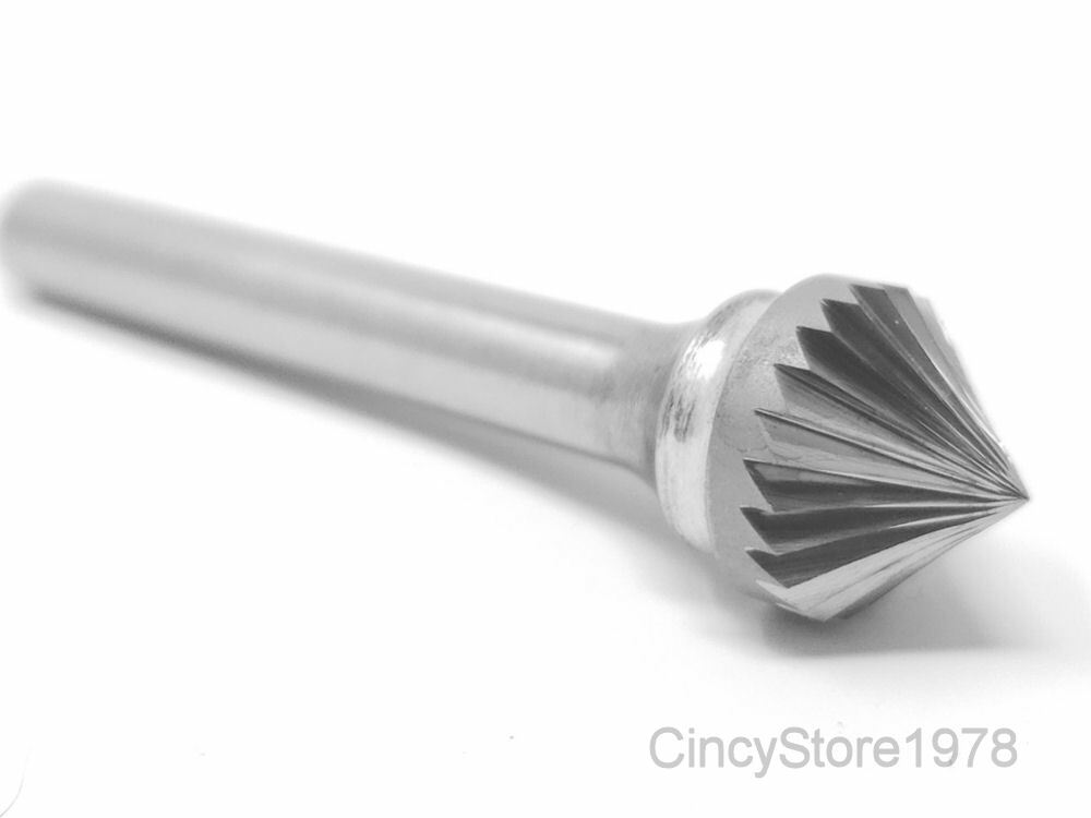SK5S Cone Shape 90 Degree Carbide Burr Bur Tool Die Grinder Bit 1/4" Countersink