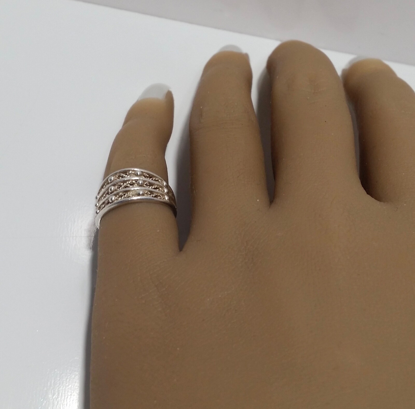 Sterling Silver 925 Adjustable Beaded Accent Toe Ring