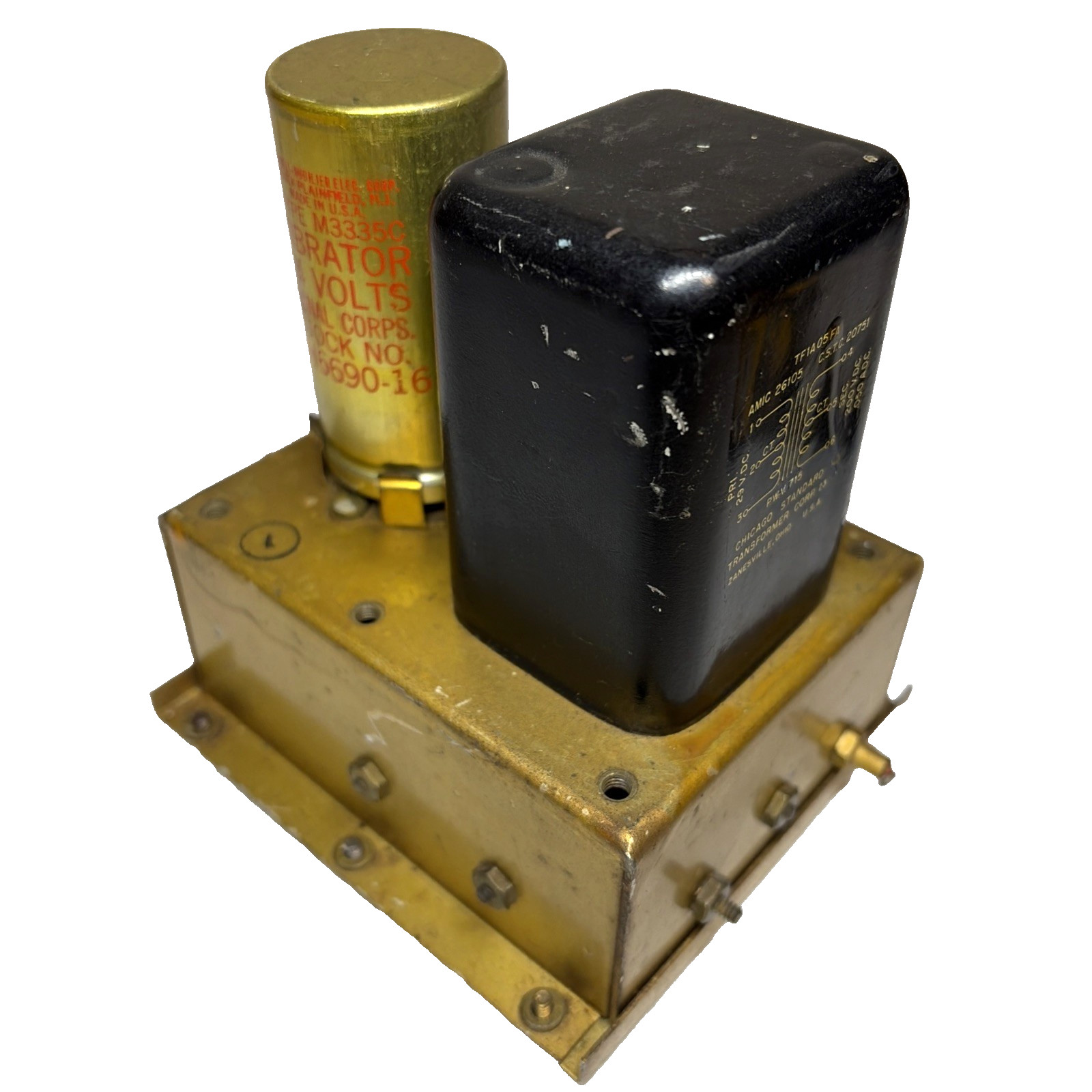 Signal Corps 24V Vibrator Type M3335C & Chicago Standard Transformer TF1A05FA