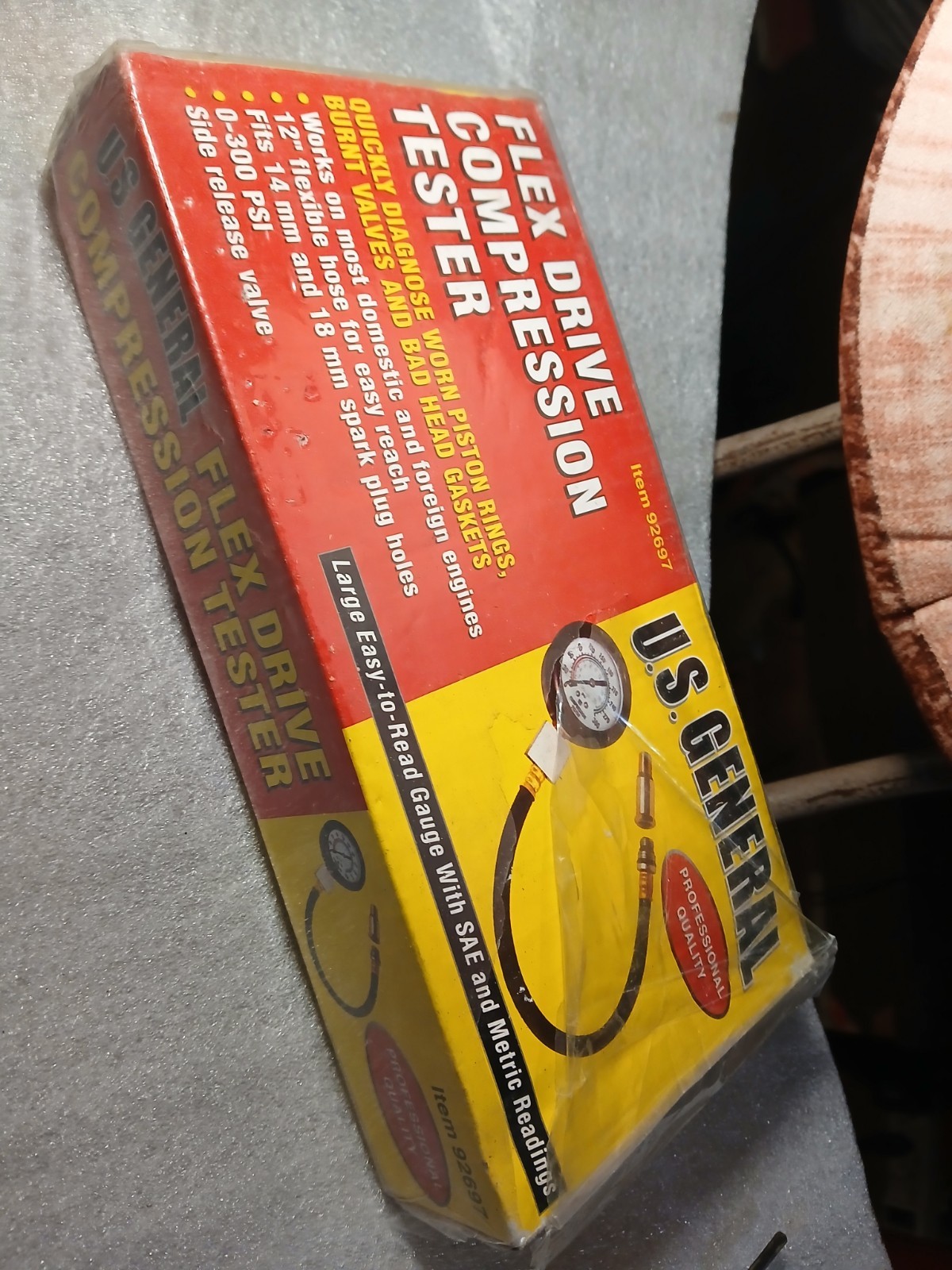 U.S. General Flex Drive Engine Compression Tester 0-300 PSI Harbor Freight