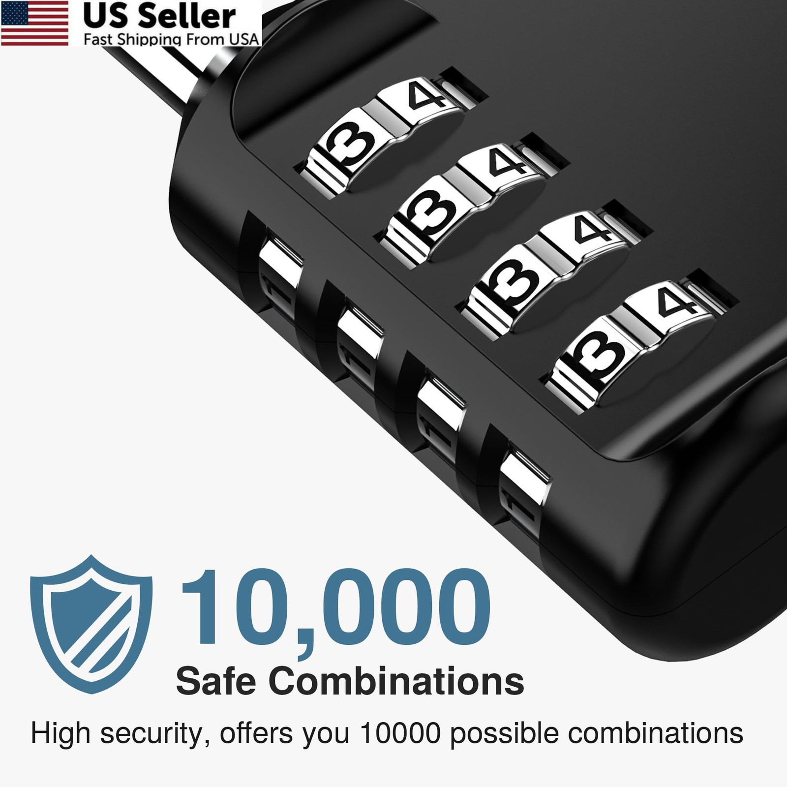 Puroma 2 Pack Combination Lock 4 Digit Padlock for School Gym Medium, Black