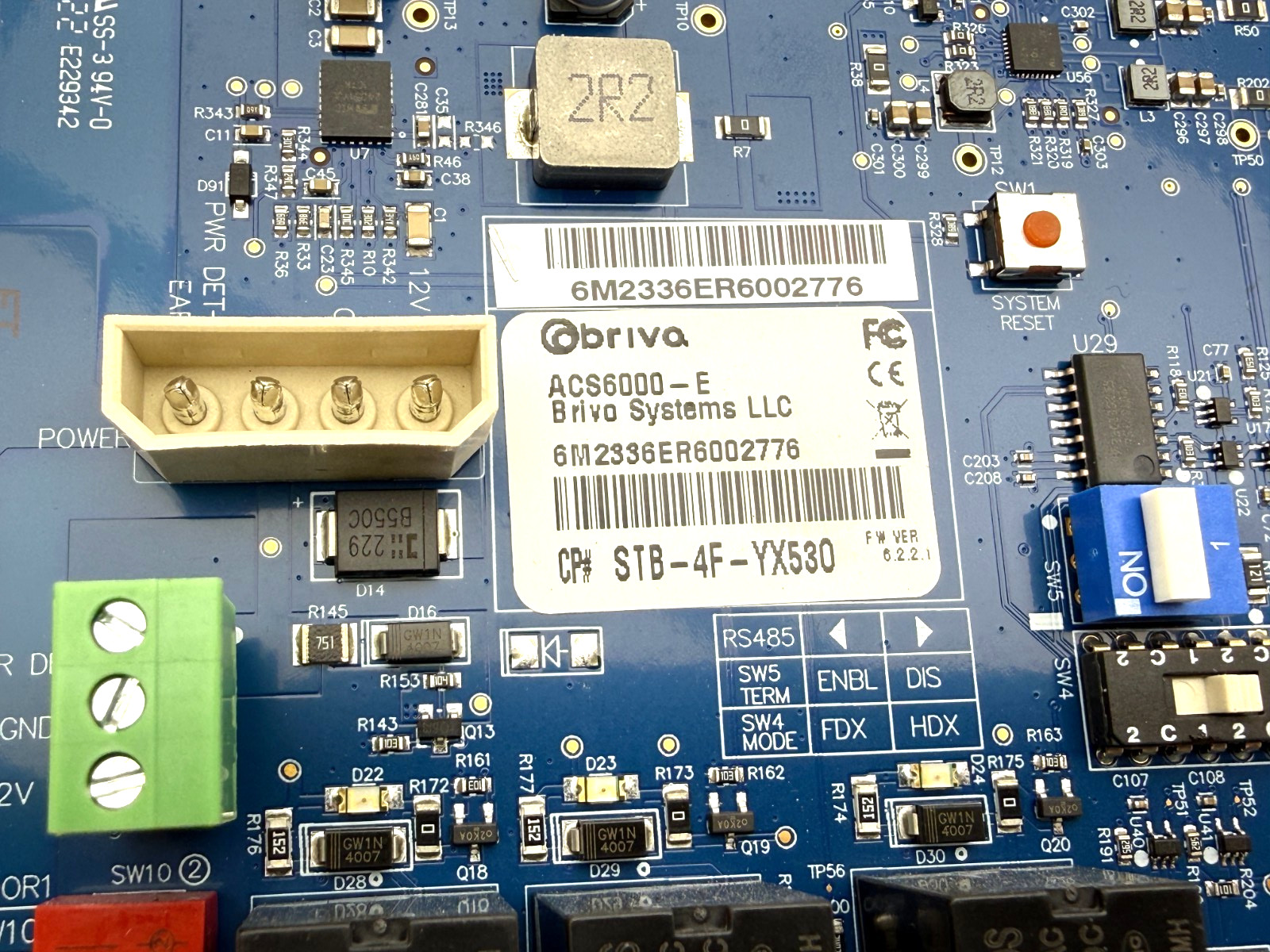 Brivo ACS6000-MBE Rev 006 Two-Reader Ethernet Control Board (Board Only) Access