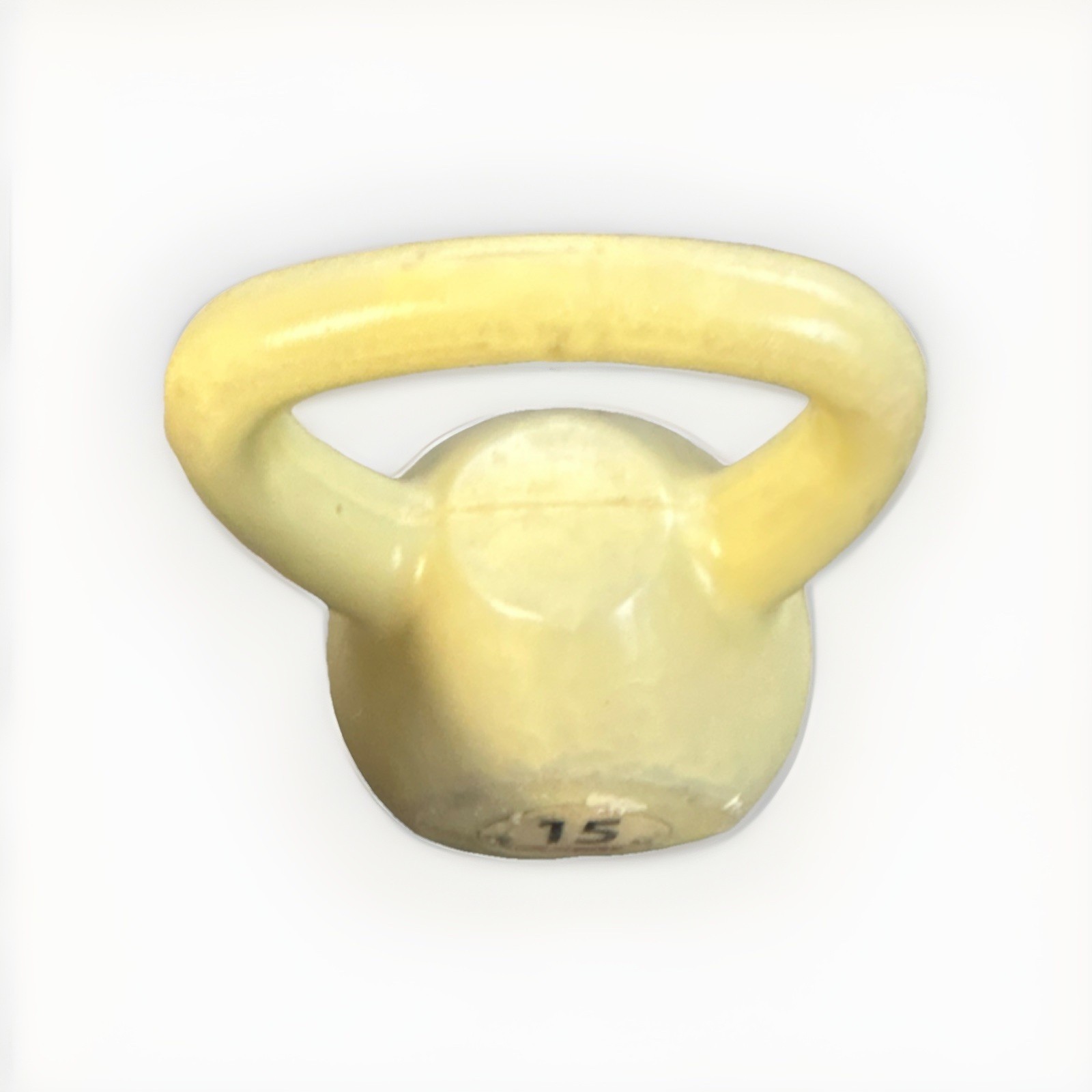 Marika 15 lb Yellow Vinyl Kettlebell with Ergonomic Handle