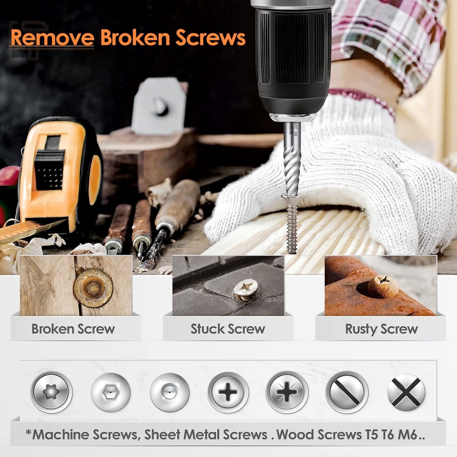 High-Quality CR-MO Bolt Extractor Set - Easy Out for Stripped & Broken Screws