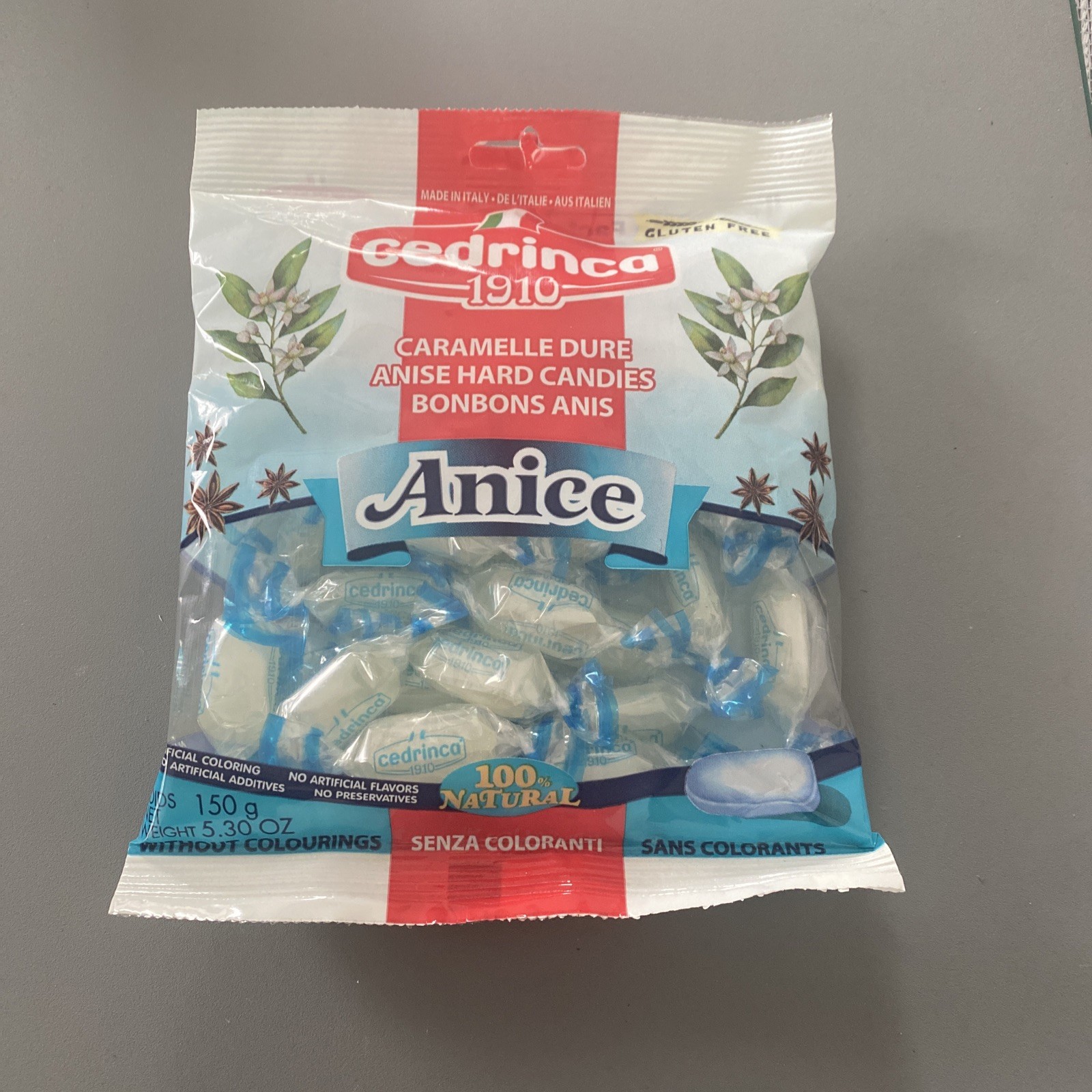 Cedrinca  Anice Hard Candies 5.25 oz. 1 bag No color. Natural. Gluten Free