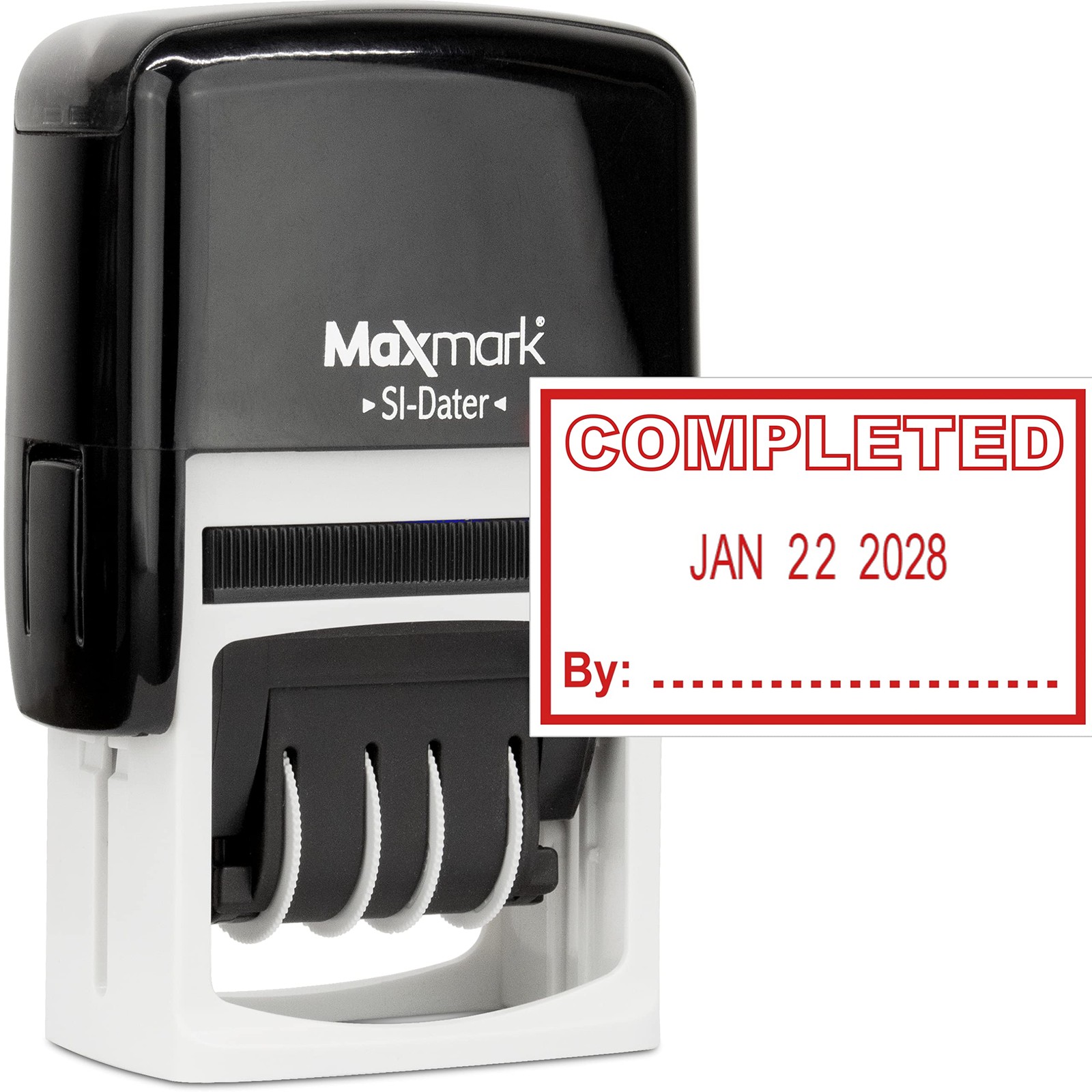 Office Self Inking Date Stamp Completed Phrase Red Ink Business Stamp Custom