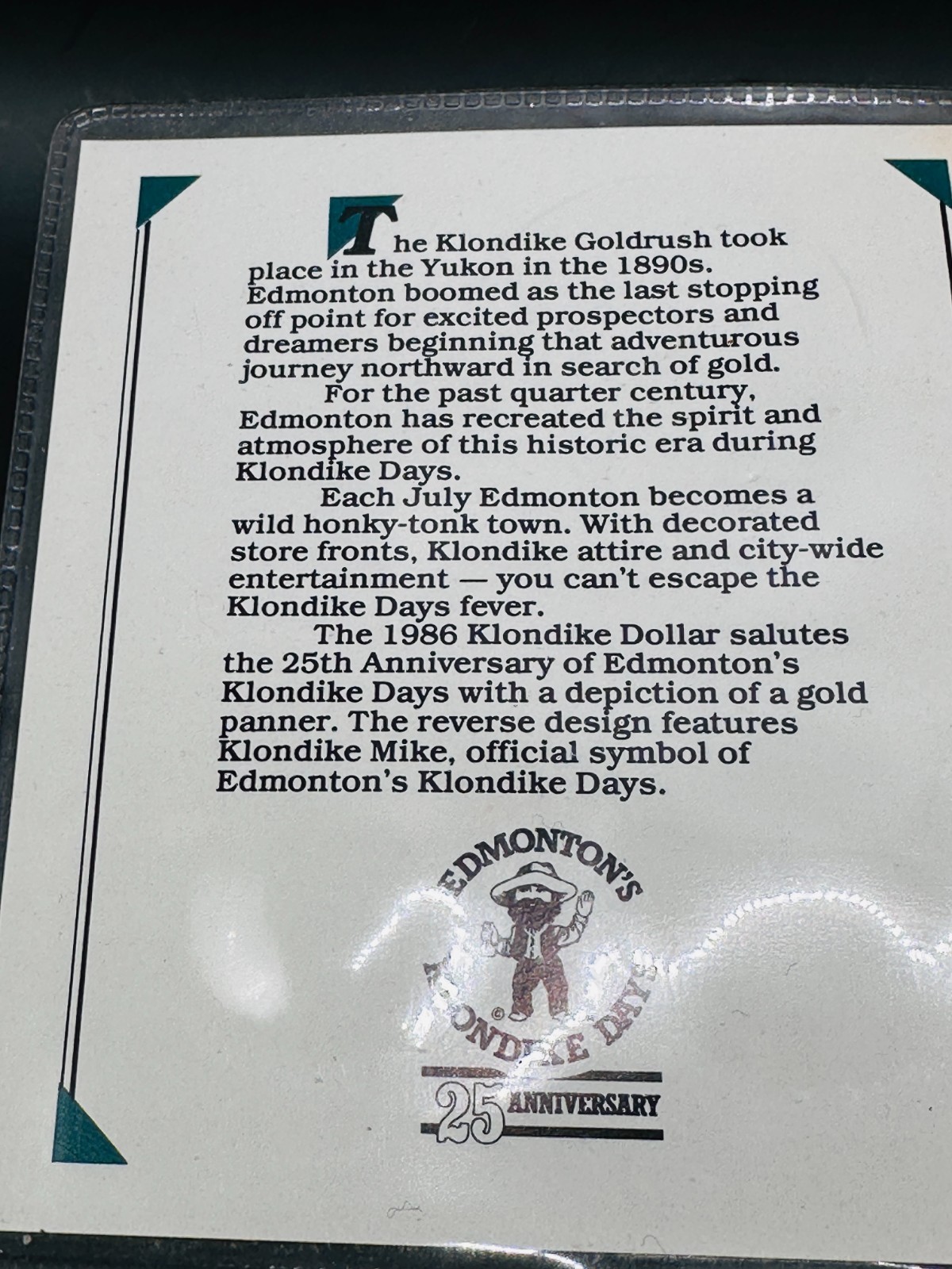1986 Klondike Days Commemorative Pack. Four Dollars With Four Mint Markings.