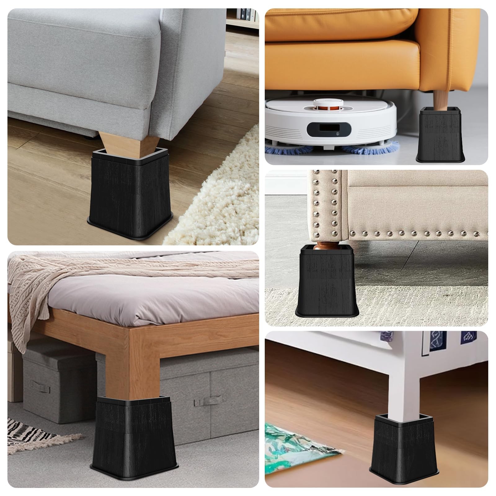 Adjustable Bed Risers,Elevation in 3, 5 or 8 Inch Heavy Duty Risers,Oversized...
