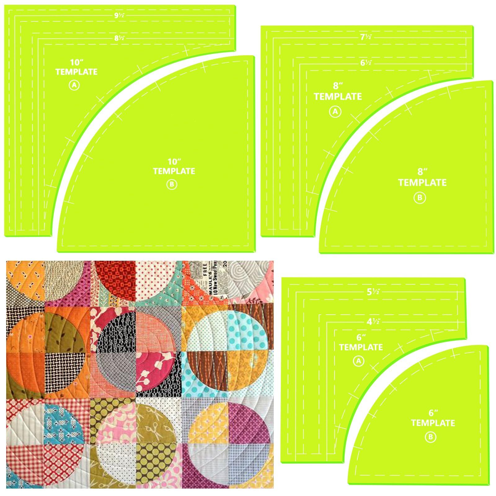3 Set Drunkards Path Quilting Templates10” 8” 6” Quilting Templates for Cutti...