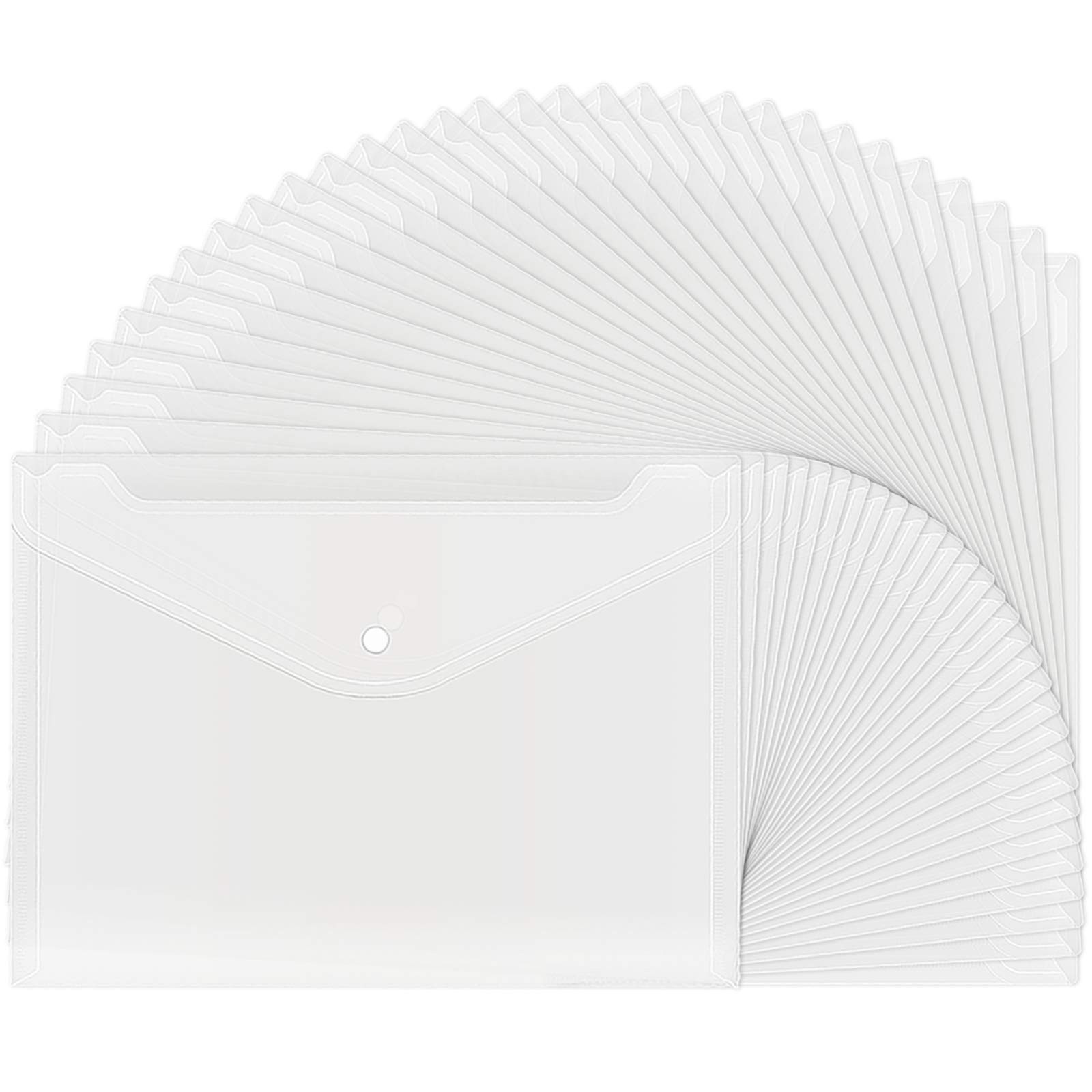 30pcs Plastic Envelopes, Clear Reusable Poly Envelope Waterproof File Folder ...