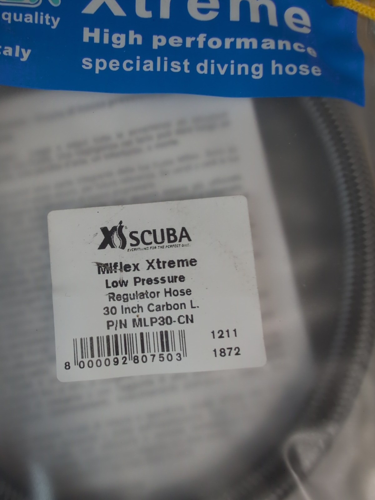 XS Scuba Miflex Low Pressure Hoses Carbon Gray 30" MLP30-CN New #54