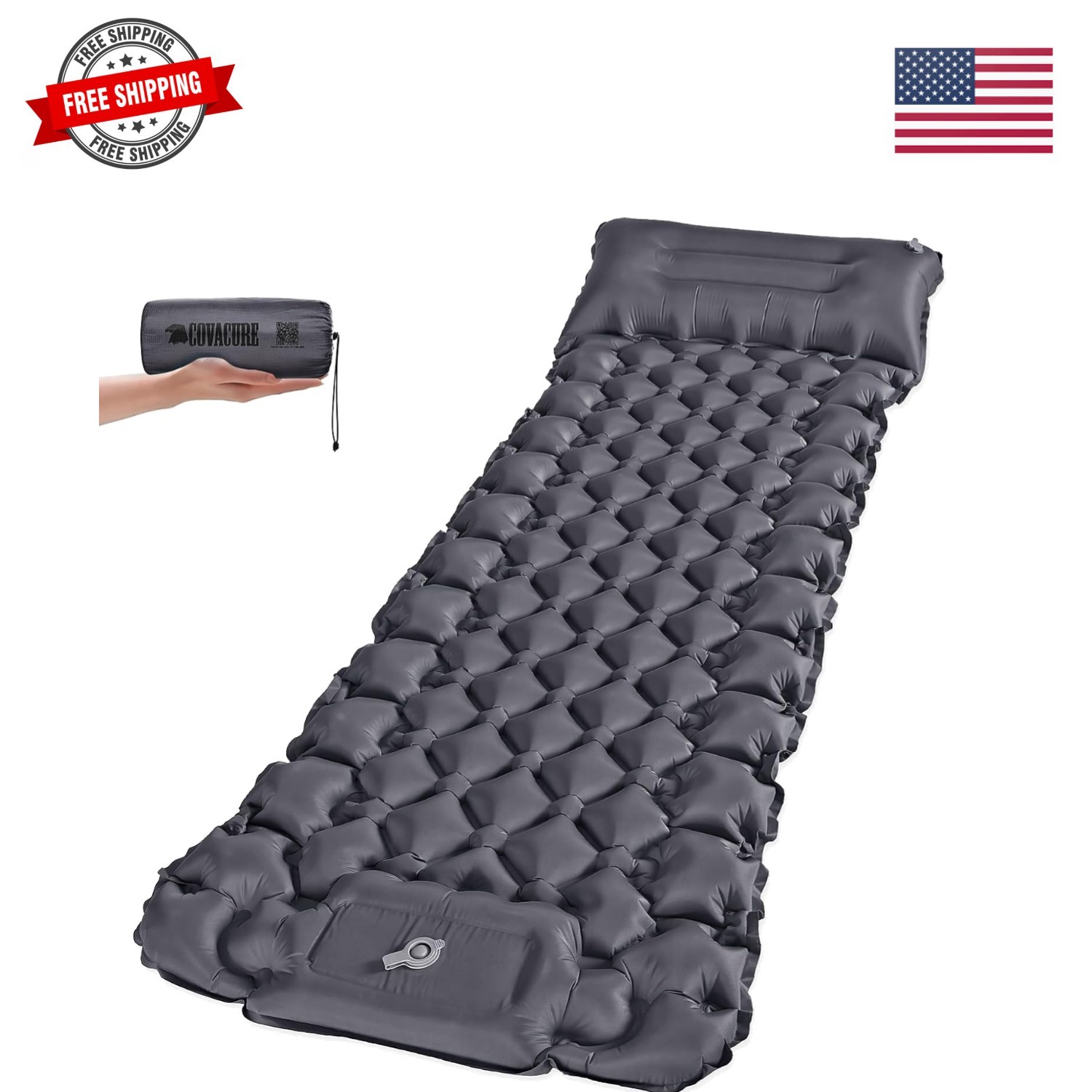 Sleeping Pad - Ultralight Inflatable Sleeping Pad for Camping with Built-in P...