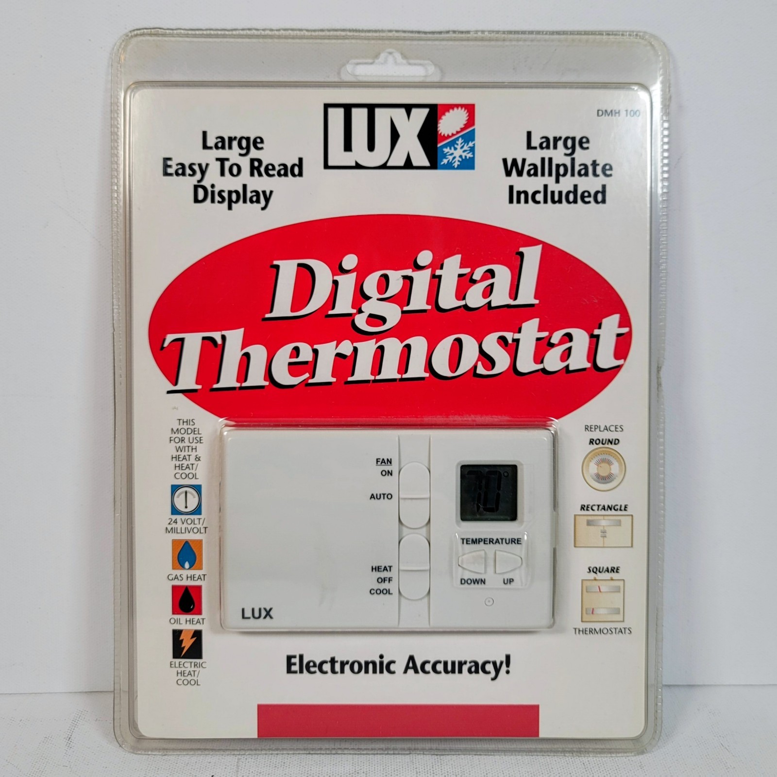 Lux Products DMH100 Non-Programmable Digital Thermostat Gas Oil Heat Electric