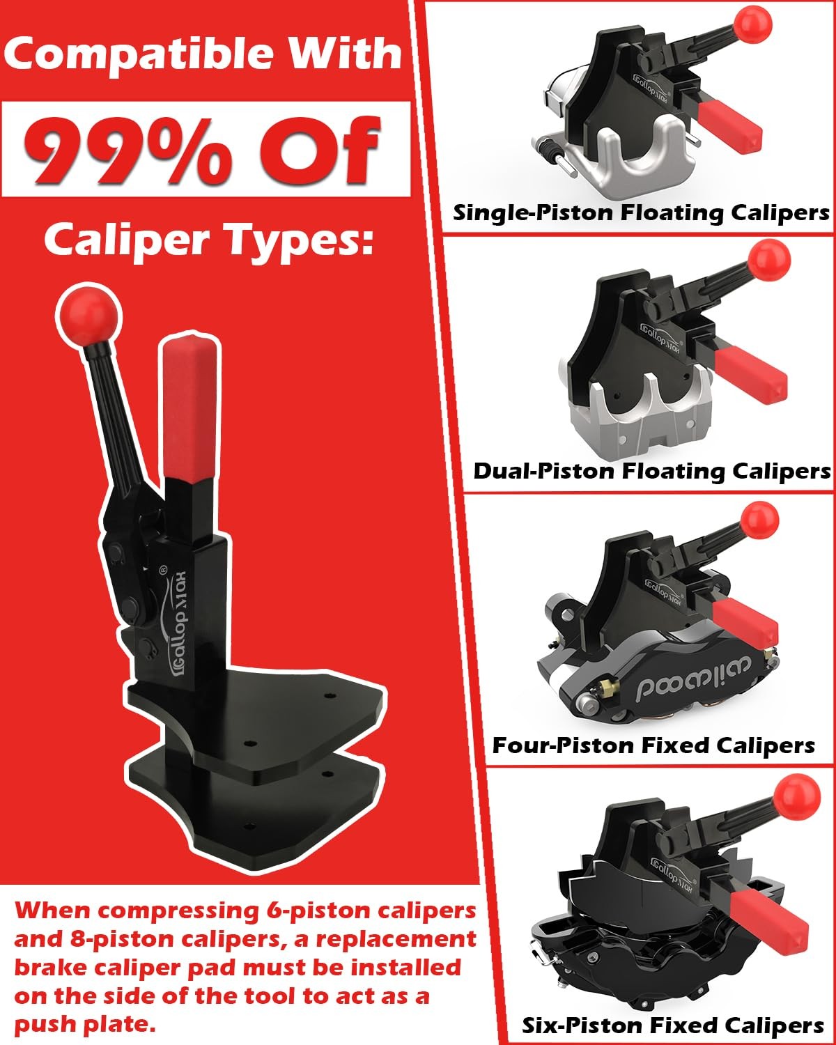 GallopMax Brake Caliper Compression Tool Multi Piston Pad Spreader...