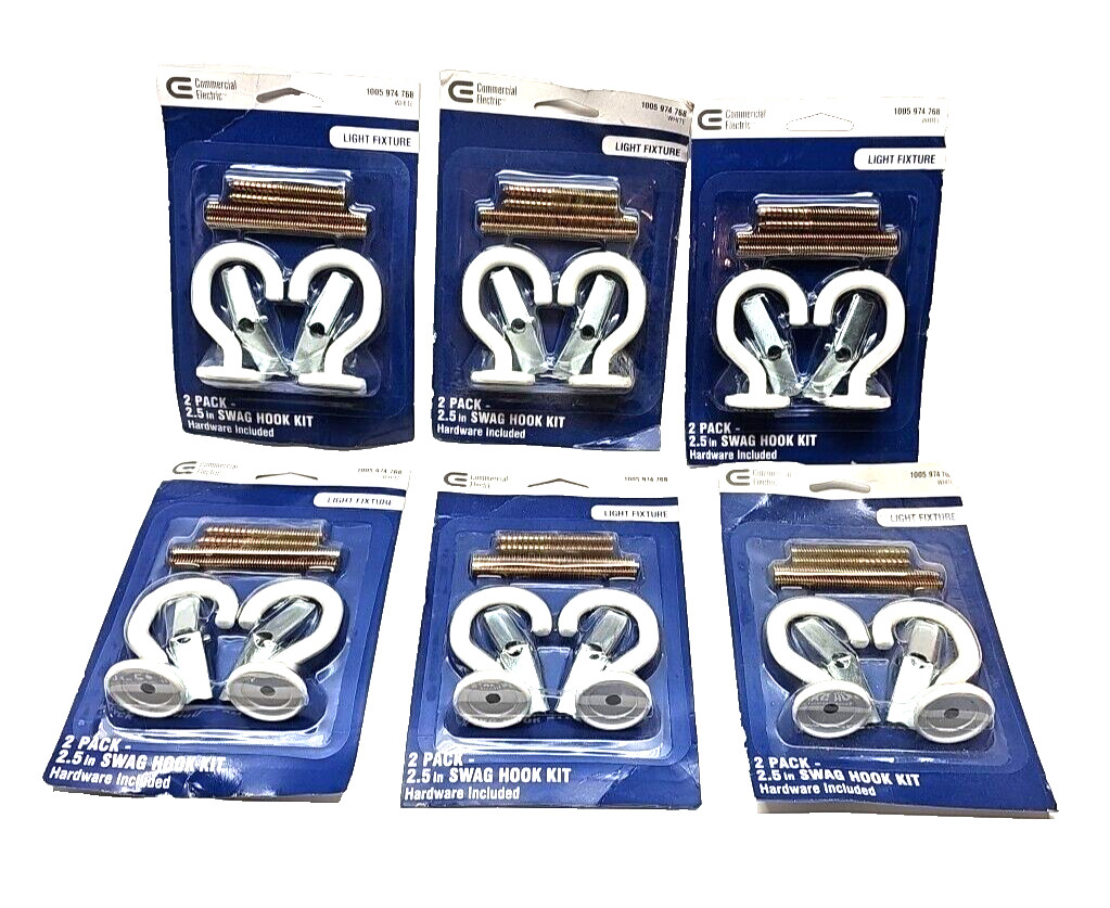 Lot of 6 Commercial Electric Swag Hooks Kit Light Fixtures White,1005974768