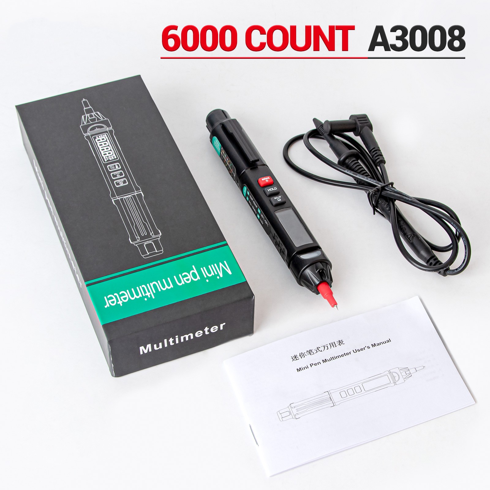 Pocket Digital Multimeter Electrical Tester w/ Data Hold Backlight for On
