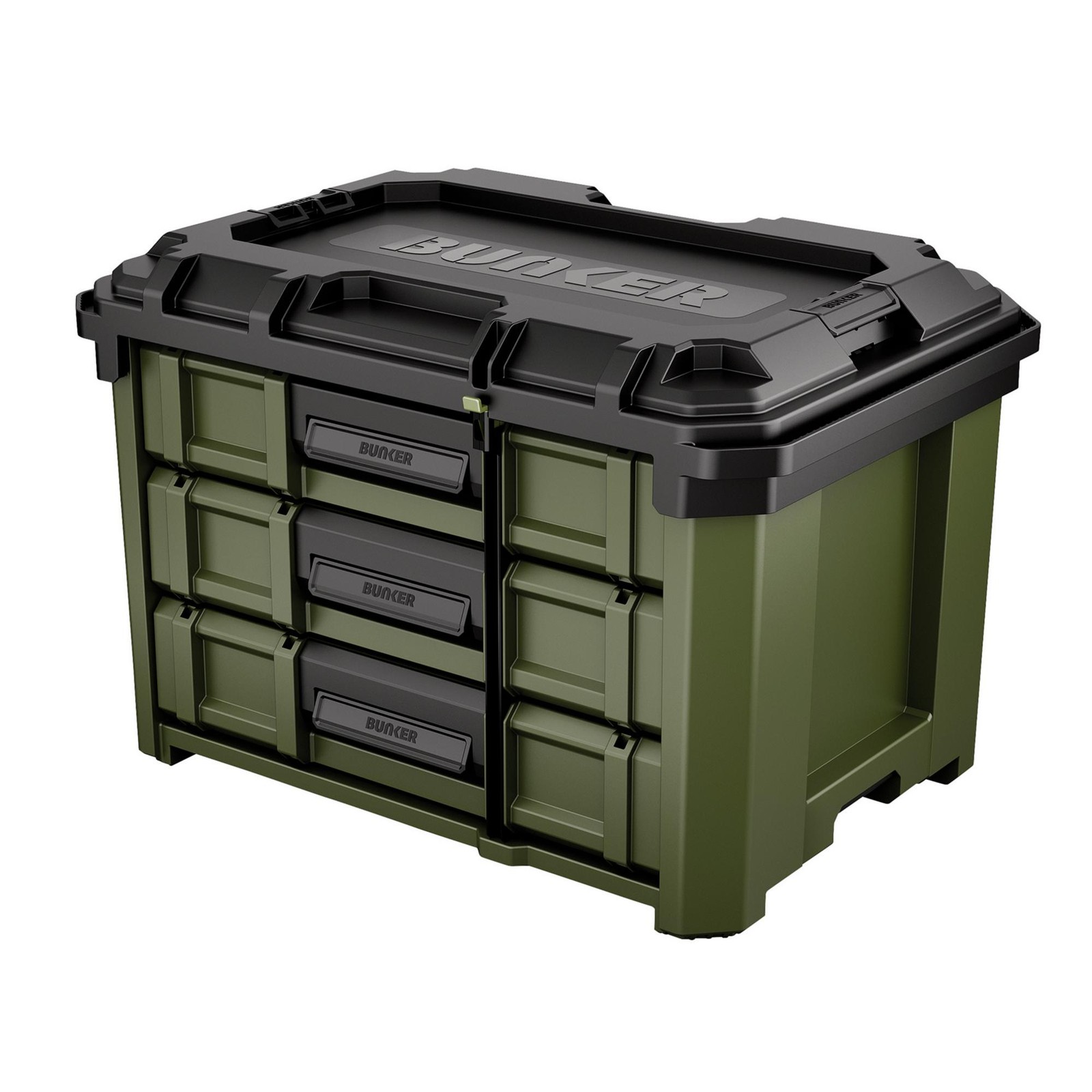 BUNKER Load Up Stacking 3 Drawer Tool Box Organiser 570mm High Impact 29441