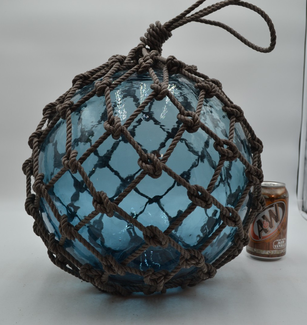 VINTAGE GLASS FISHING FLOAT IN  GREY BLUE