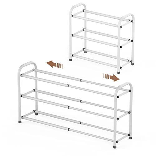 Gonfoam 3-Tier Expandable Shoe Rack,Adjustable Shoe Shelf Storage Organizer