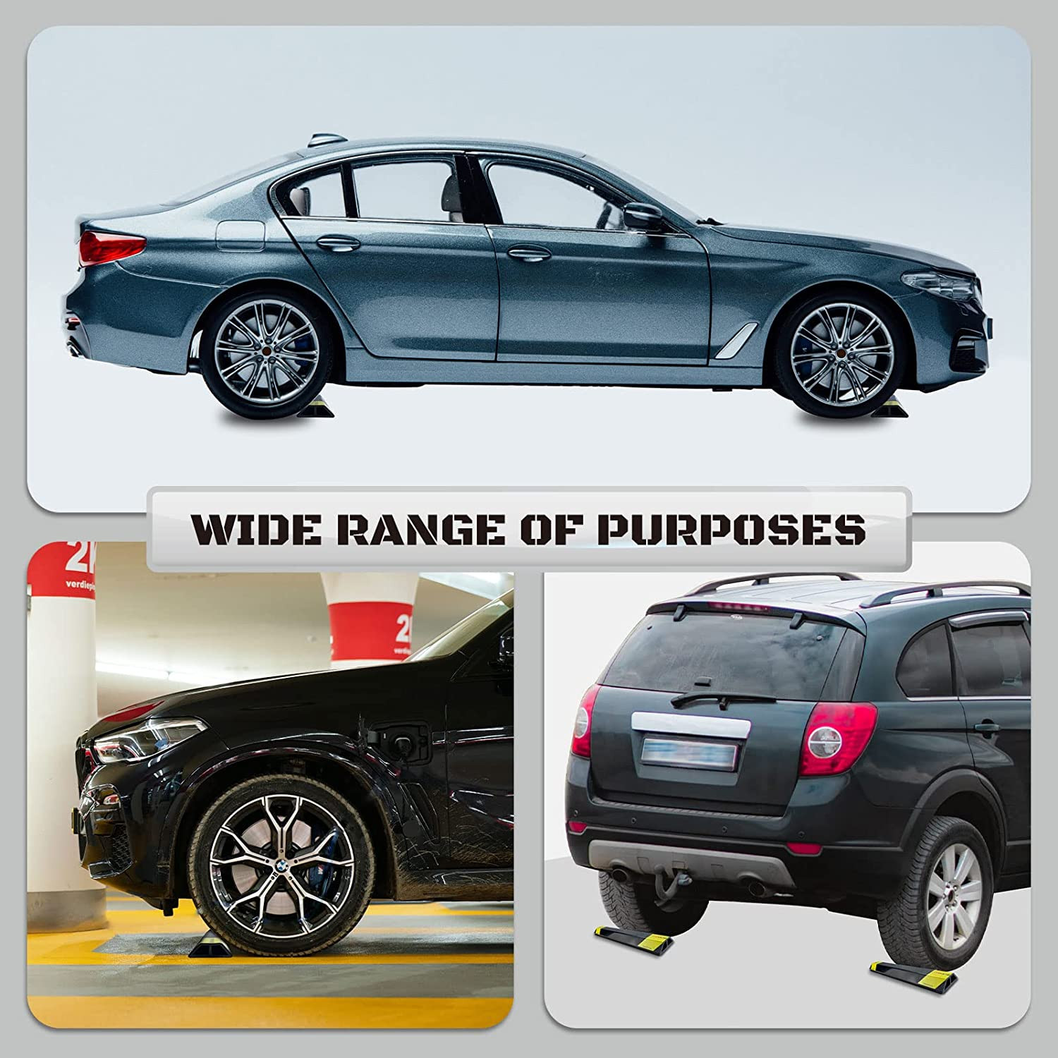 Garage Parking Stopper 18in Parking Aid Wall Protector Car Stop 2 Pack