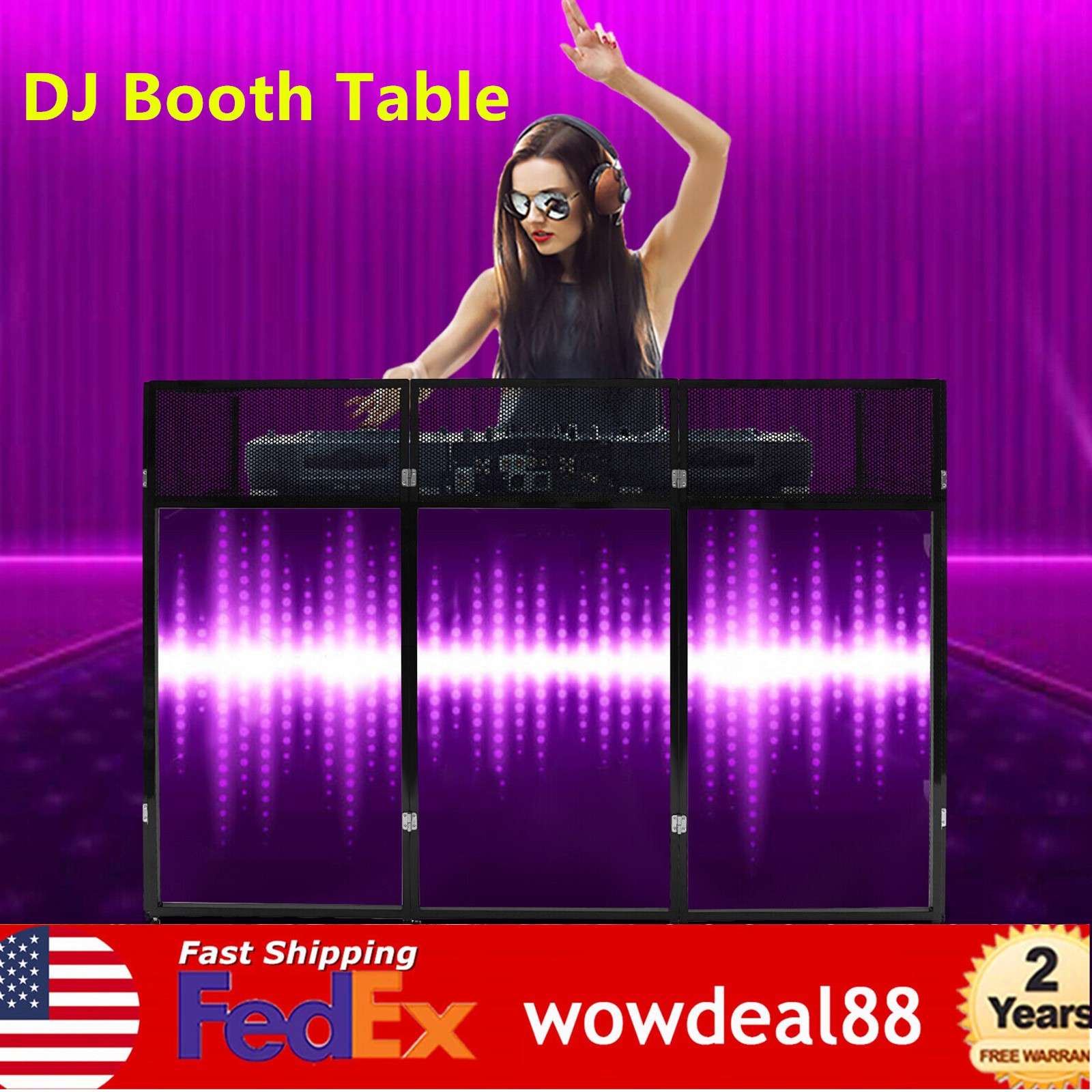 23“x73” DJ Booth Table Foldable DJ Stand Free Standing DJ Booth Stand 20kg max.