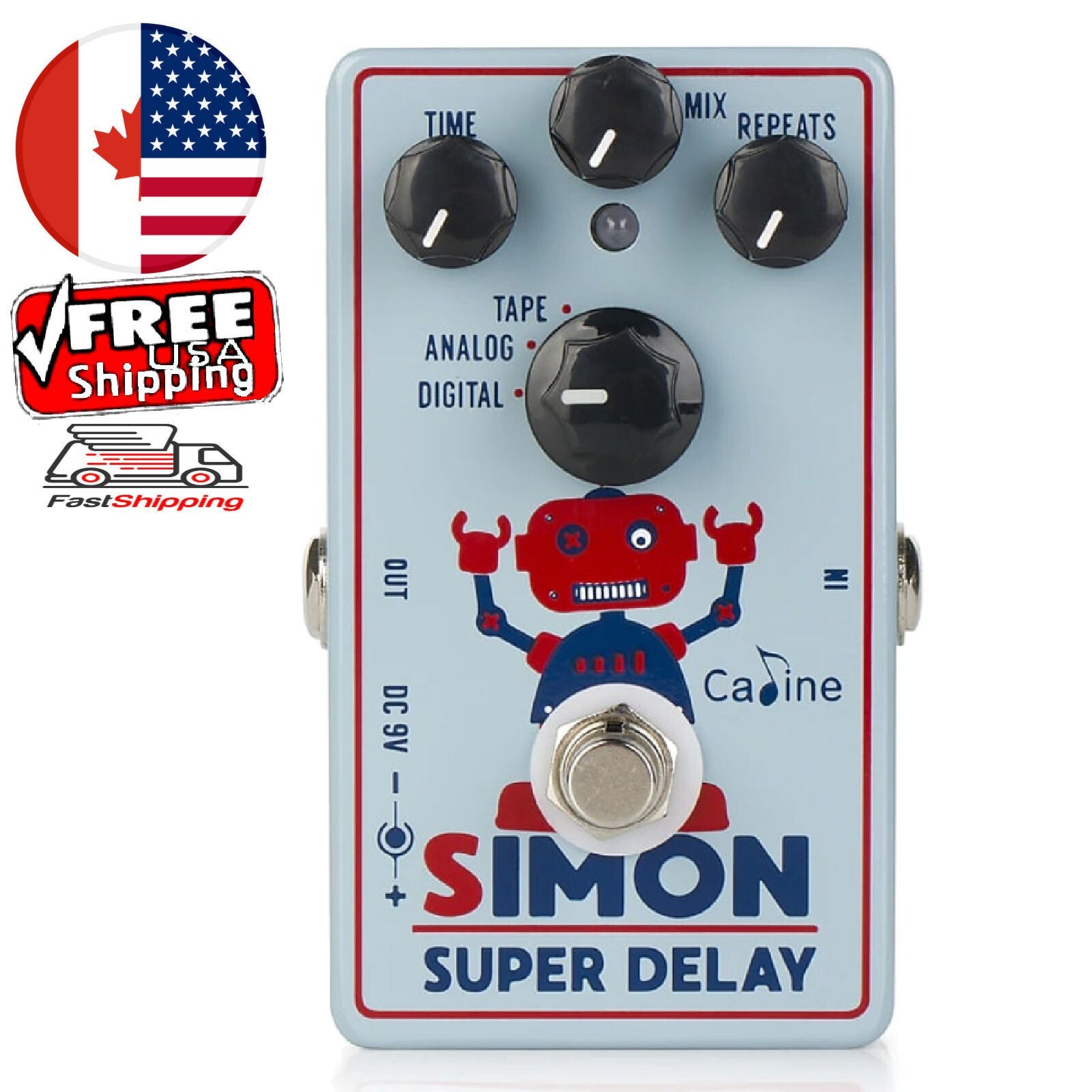 Caline CP-513 Simon Super Delay Guitar Effect Pedal with Digital, Analog and Tap