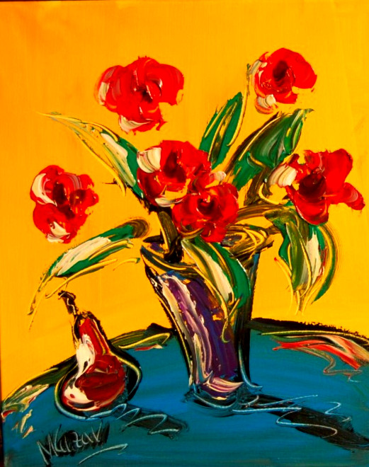 Flowers Original Oil Painting Canvas Wall Art Stretched qwdqw