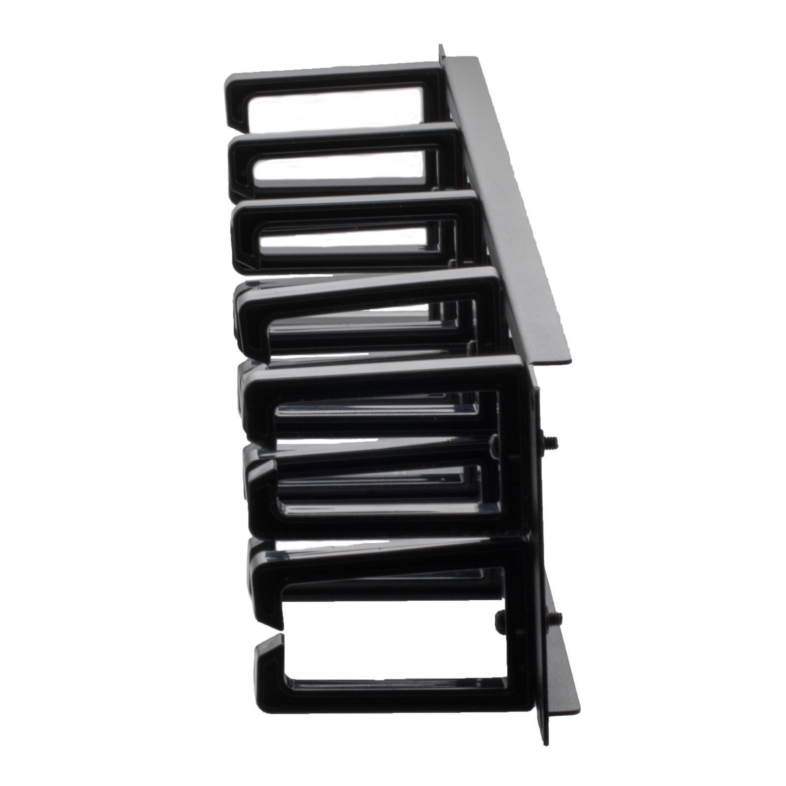 NavePoint 2U Horizontal Cable Management Panel with 5 Plastic Cable Rings,