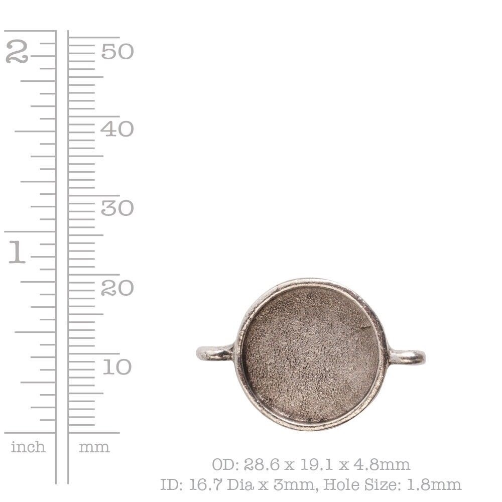 1 Antiqued Silver Plated Pewter Small LINK Circle Bezel Pendant