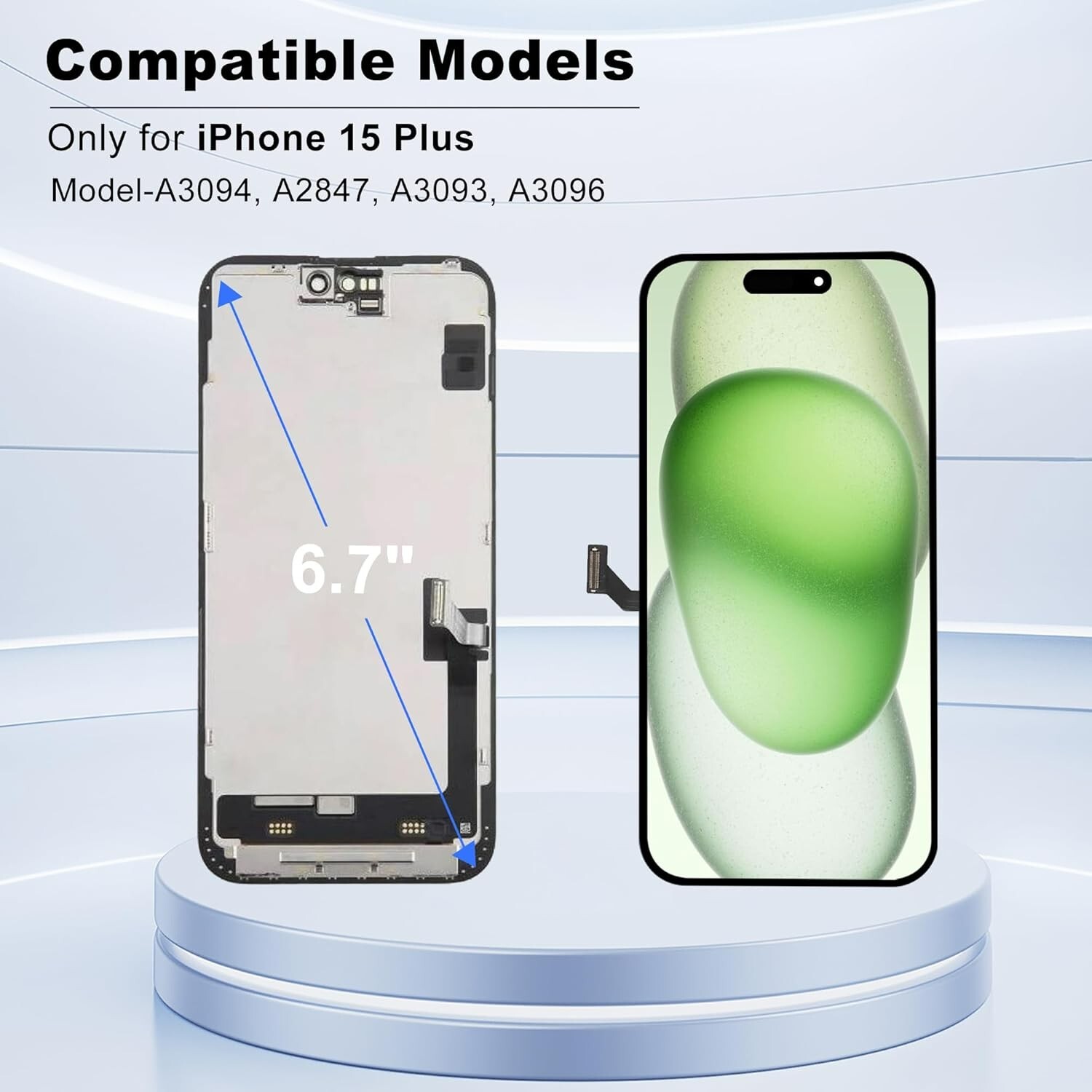 Screen Replacement For iPhone 15 Plus LCD COF FHD Display Digitizer Repair Kit
