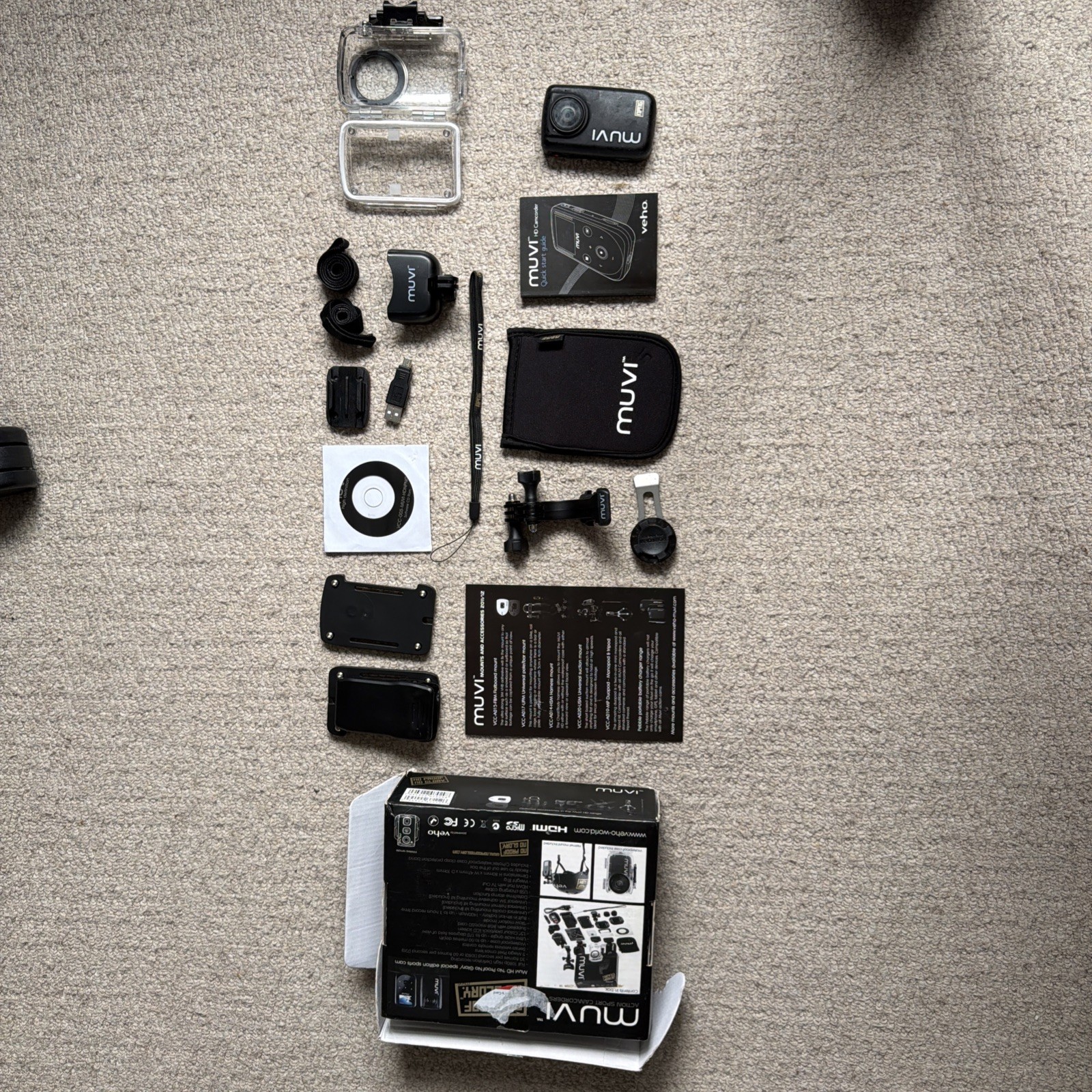 Veho MUVI HD10 Action Sport Camera with Accessories used once