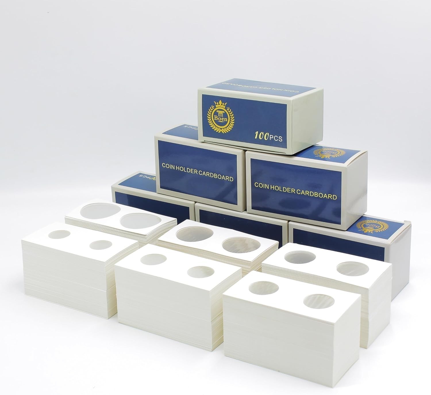200 PCS Coin Flips in 6 Sizes Cardboard Holders for Colletors 2x2 20.5mm