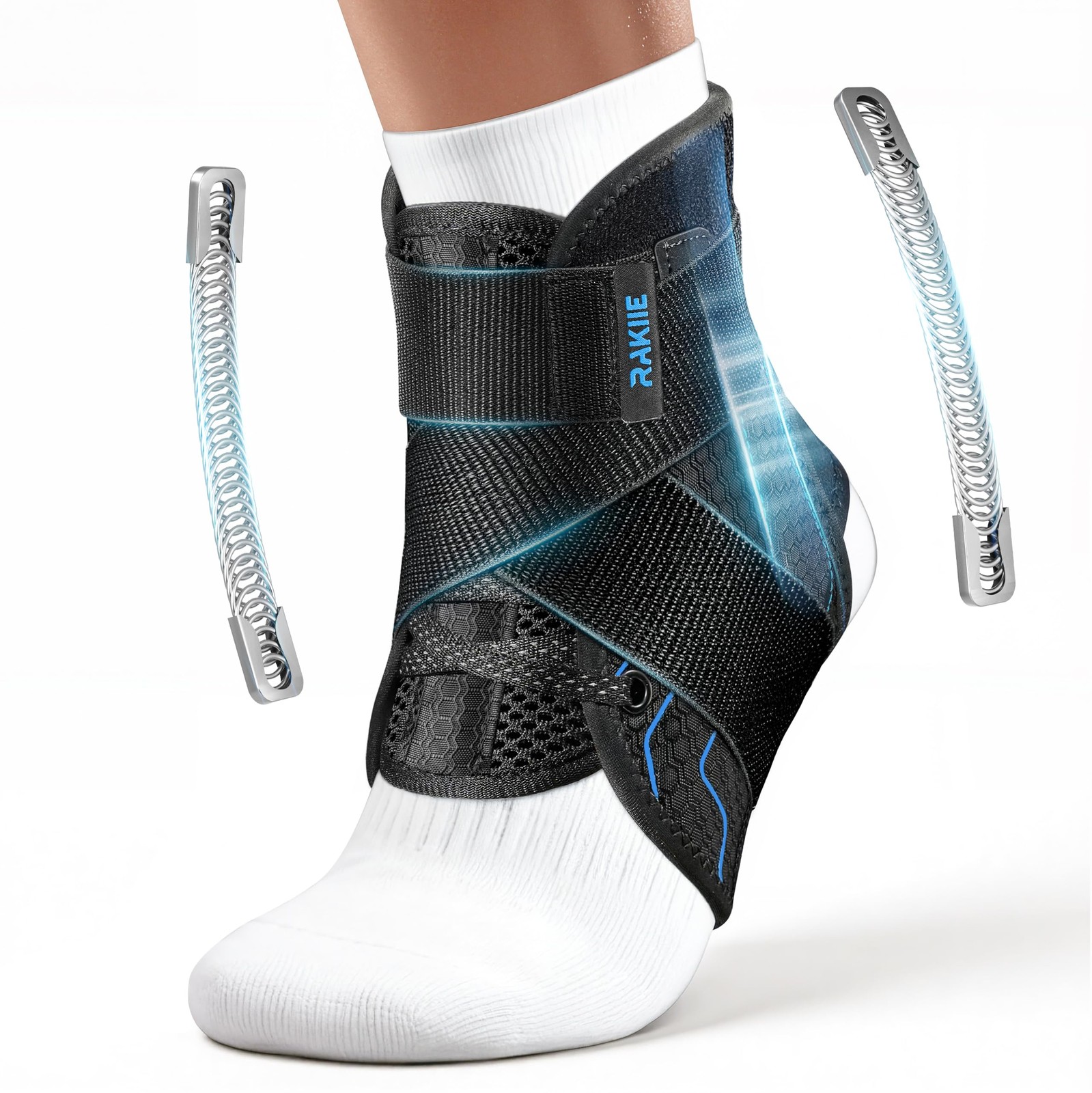 Quick Lace Up Ankle Brace with 2 Metal Support Stays Breathable Stabilizer f