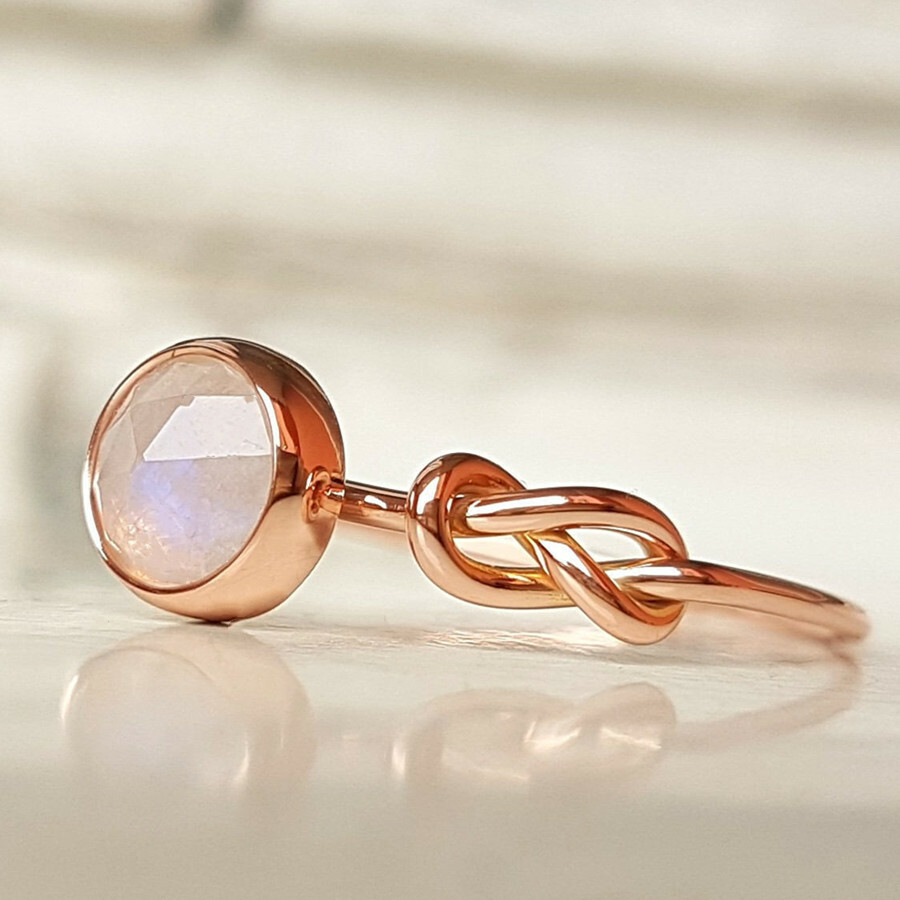 Fashion Women Jewelry Wedding Rings 14k Rose Gold Plated Moonstone Size 6-10