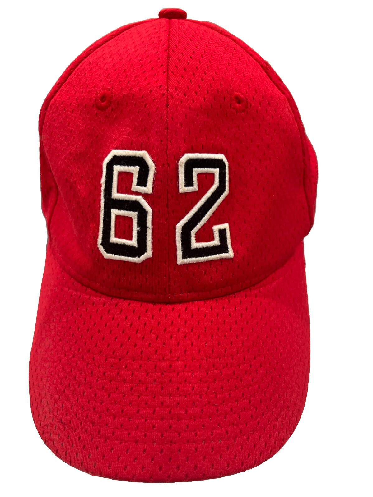 #62 Red Mesh Hat Cap Hook Loop August Brand EUC